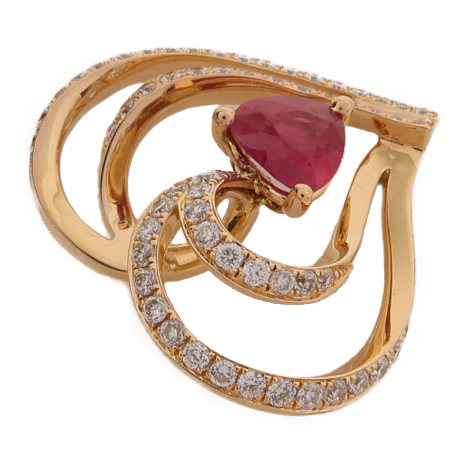 JEWELRY 18K玫瑰金Ruby Diamond Pendant紅寶石/鑽石吊墜