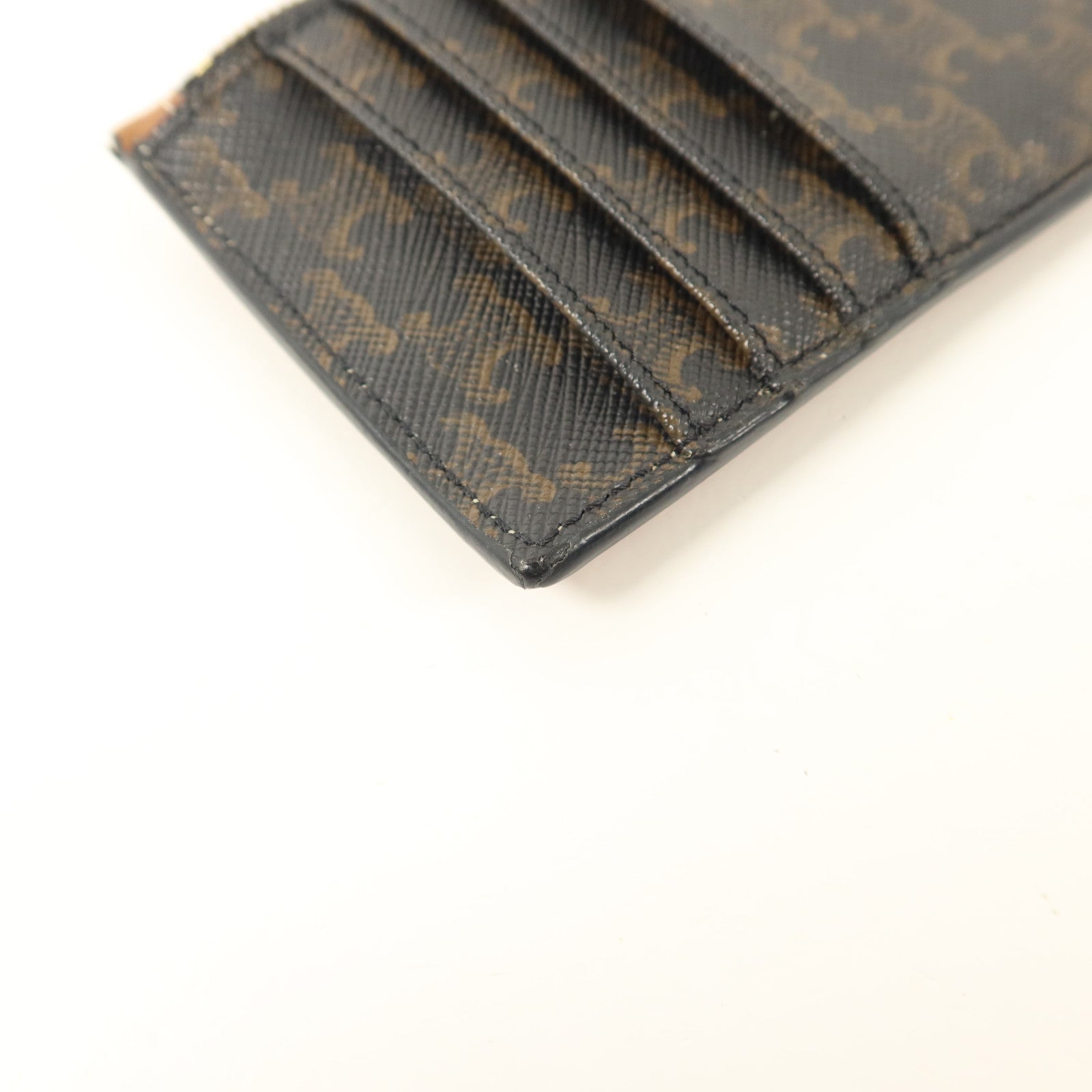 CELINE 塗層帆布/牛皮皮革Zipped Compact Card Holder卡片套