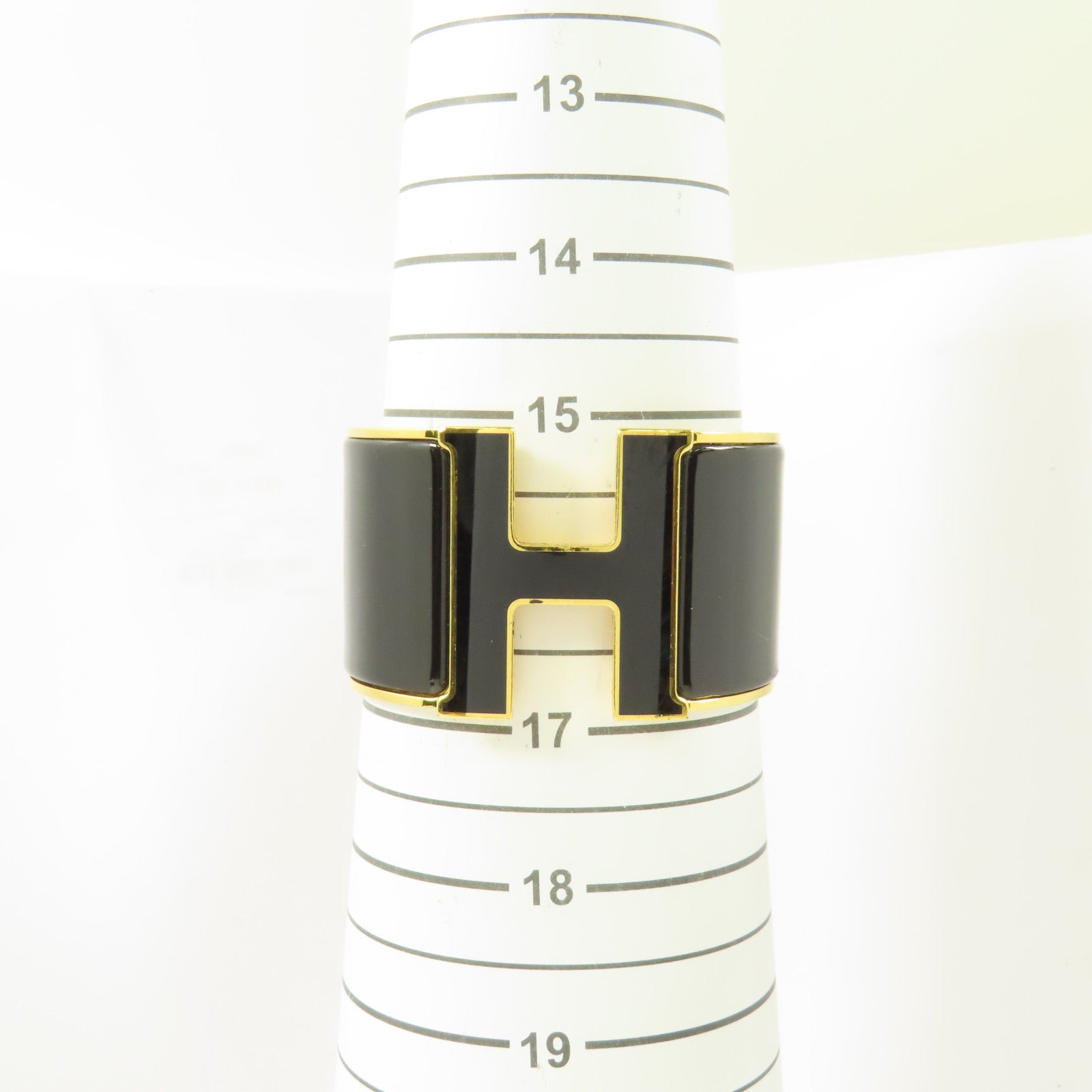 HERMES 金屬/琺瑯Clic Clac H Extra Wide手鐲Noir