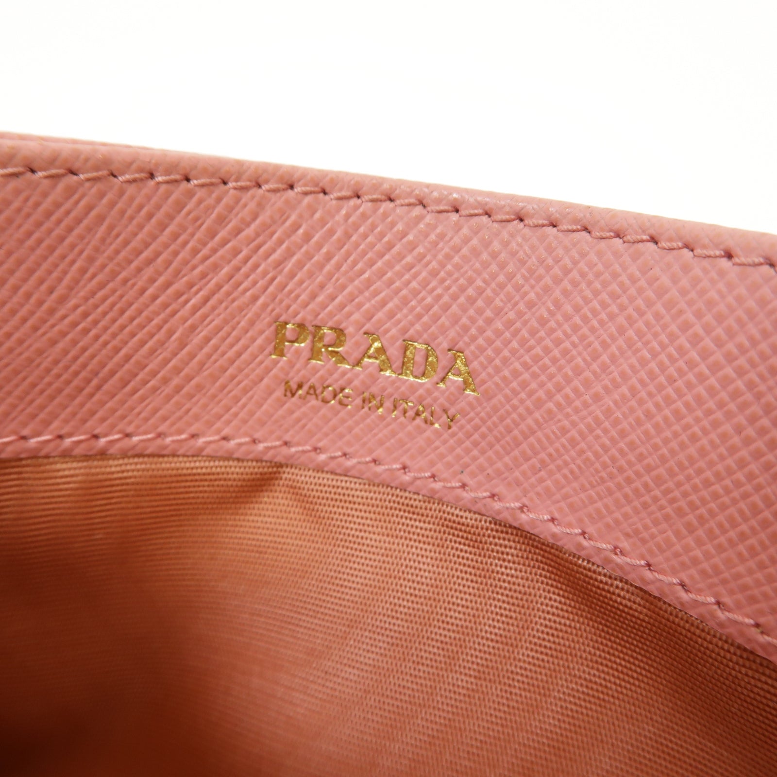 PRADA 【激減優惠】牛皮皮革Card Case金扣卡片套粉紅色