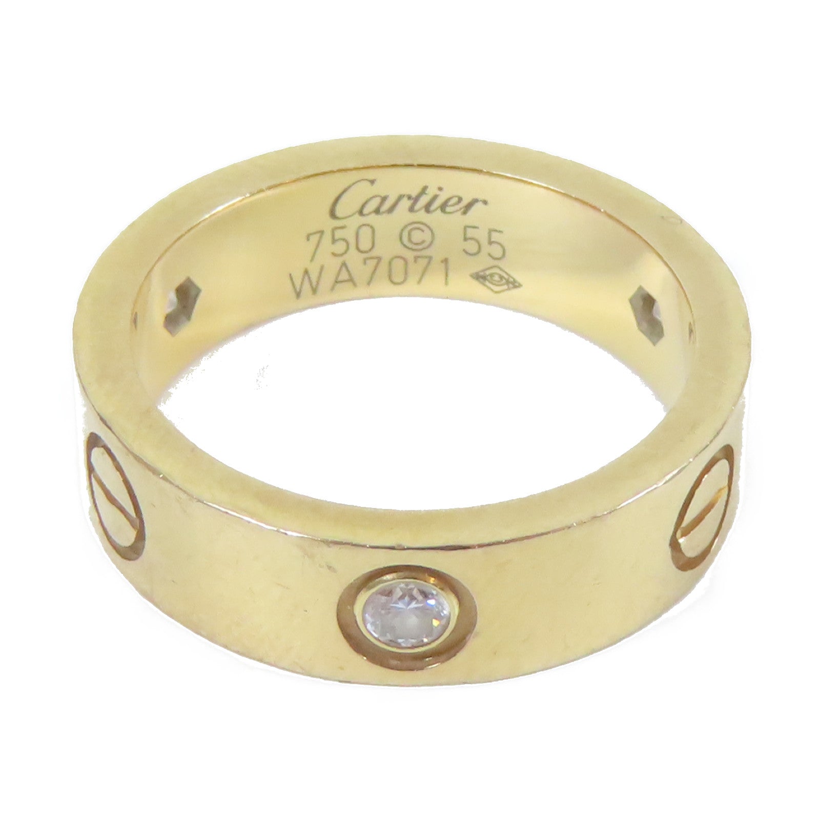 CARTIER 【激減優惠】18K黃金Love Ring 3 Diamond戒指金色US#7
