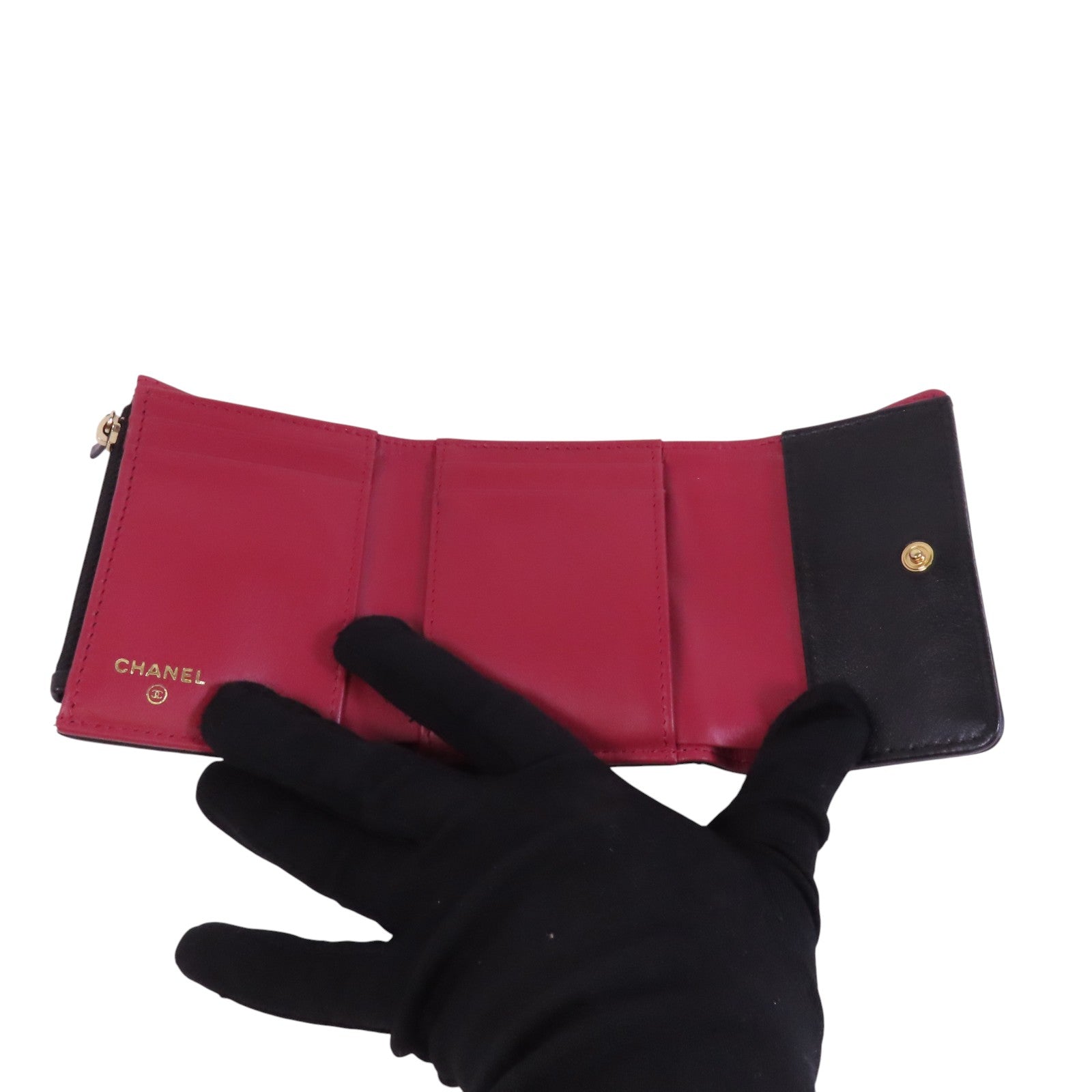 CHANEL 羊皮皮革Chanel 19 Small Wallet金扣短錢包