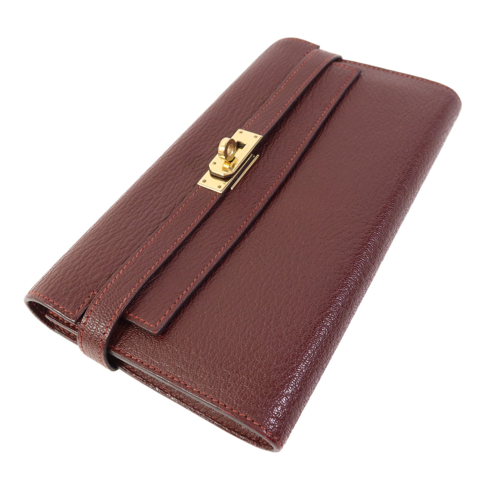 HERMES Chevre皮革Kelly Long Wallet金扣長錢包
