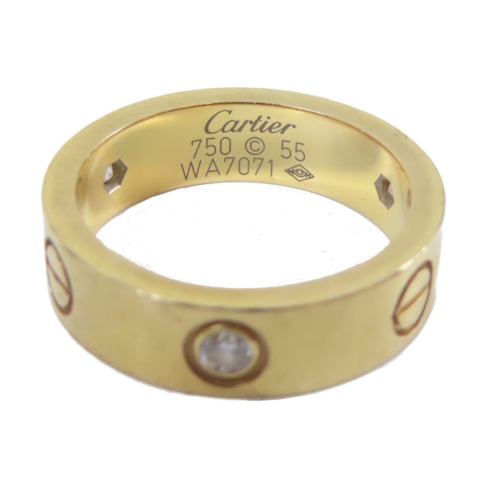 CARTIER 【激減優惠】18K黃金Love Ring 3 Diamond戒指金色US#7