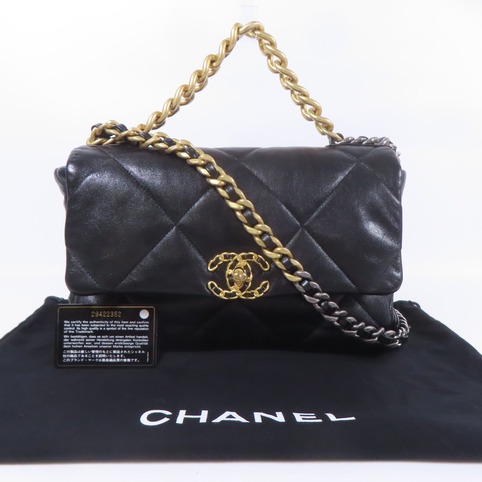 CHANEL 羊皮皮革C19 Large Shoulder Bag鏈帶手挽肩背兩用袋