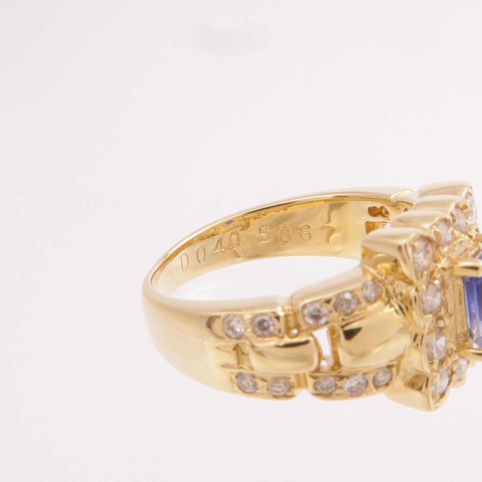 JEWELRY 【激減優惠】18K黃金Sapphire Diamond Ring藍寶石/鑽石戒指US#4.5