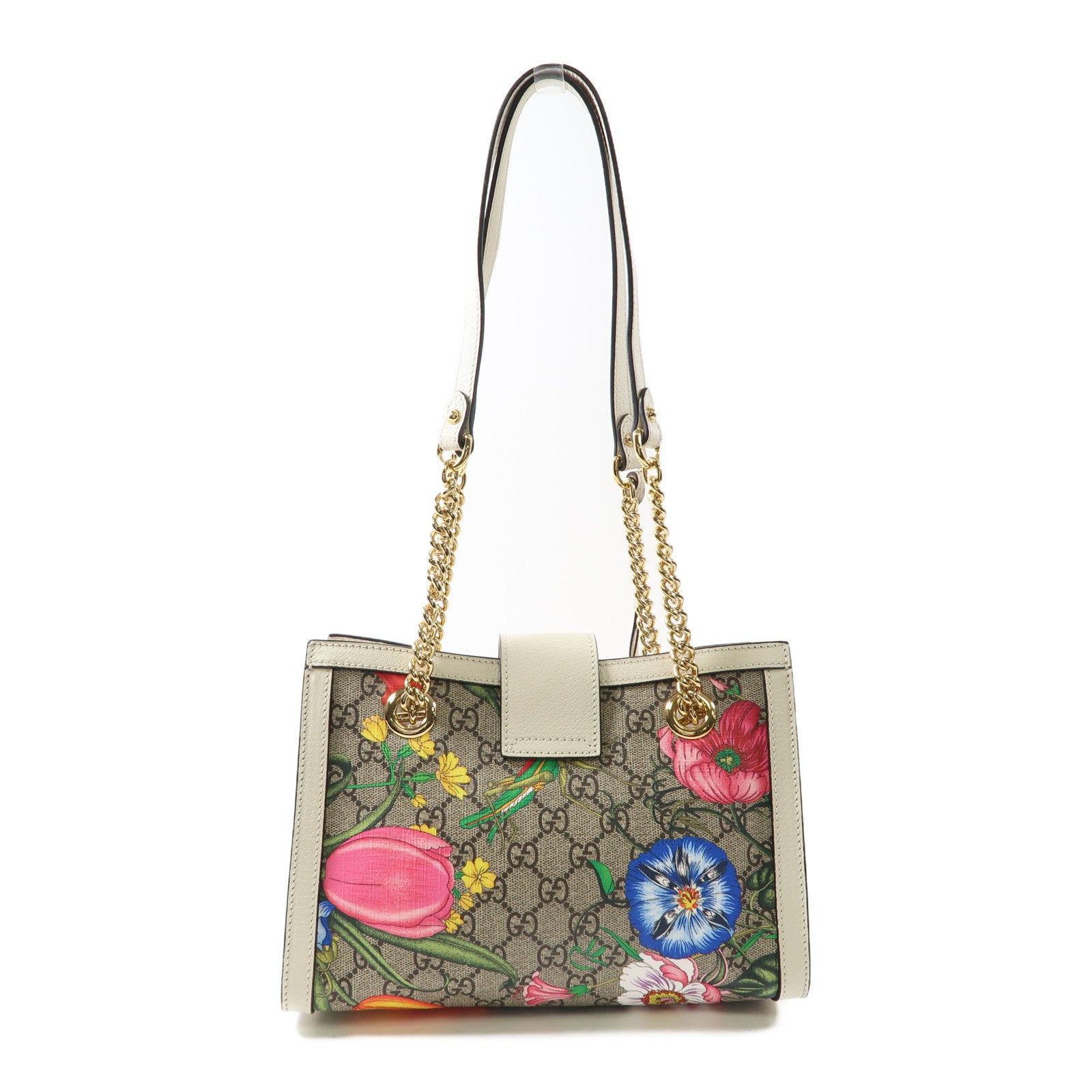 GUCCI 塗層帆布Shoulder Bag金扣肩背袋啡色/白色/彩色