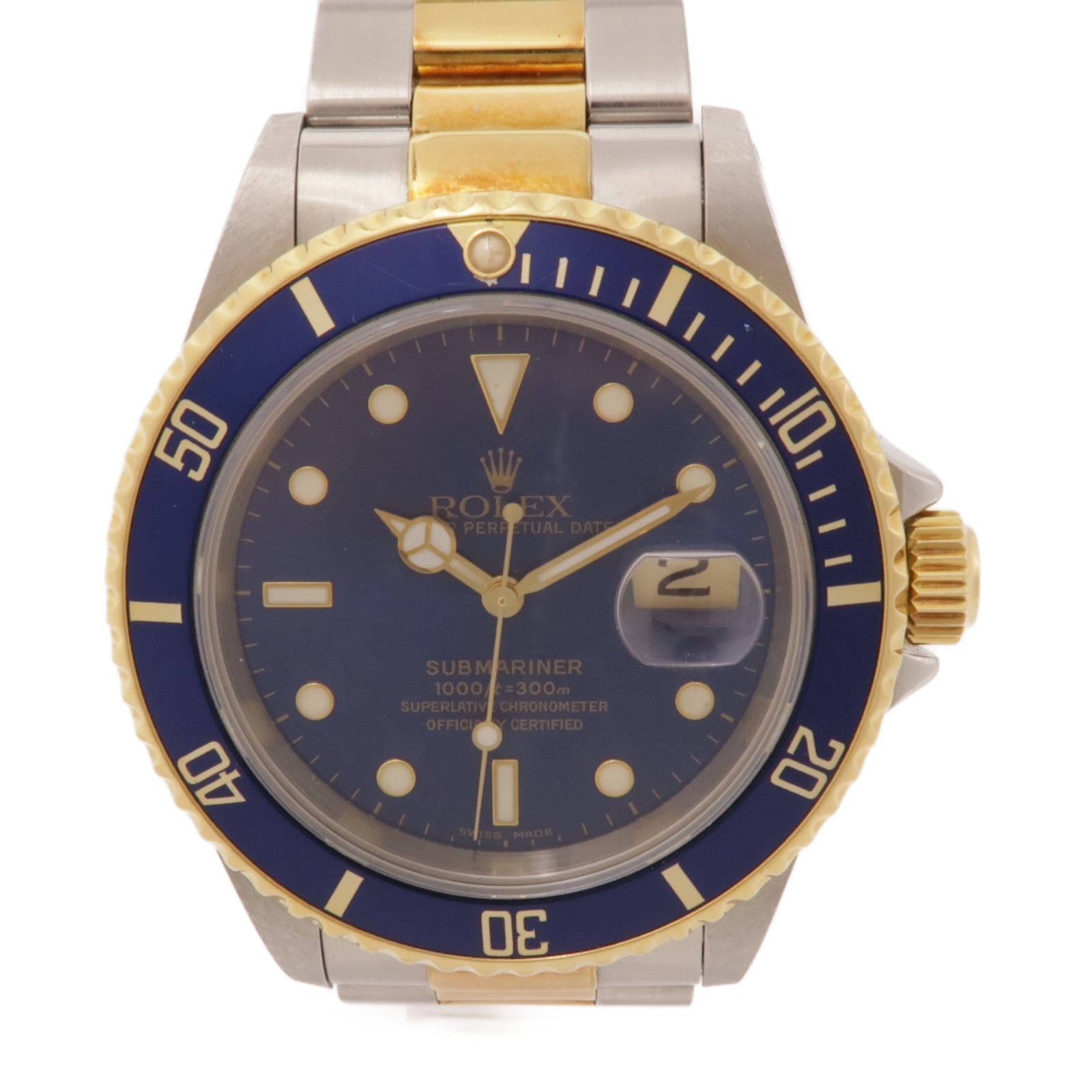 ROLEX Submariner Date不鏽鋼/18K黃金手錶自動機芯藍色