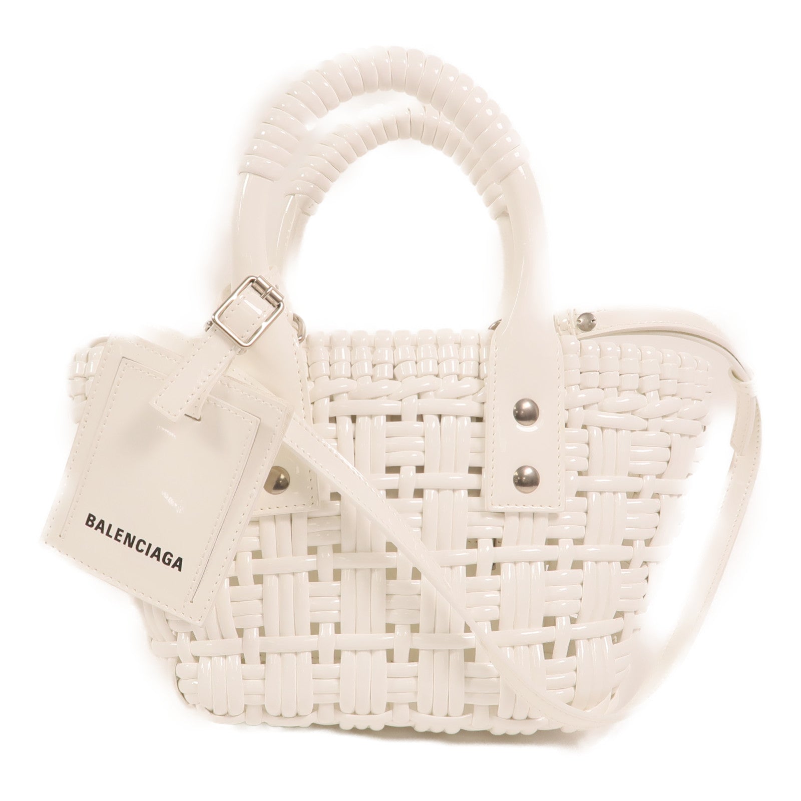 BALENCIAGA 漆皮皮革Tote Bag銀扣手挽肩背兩用袋