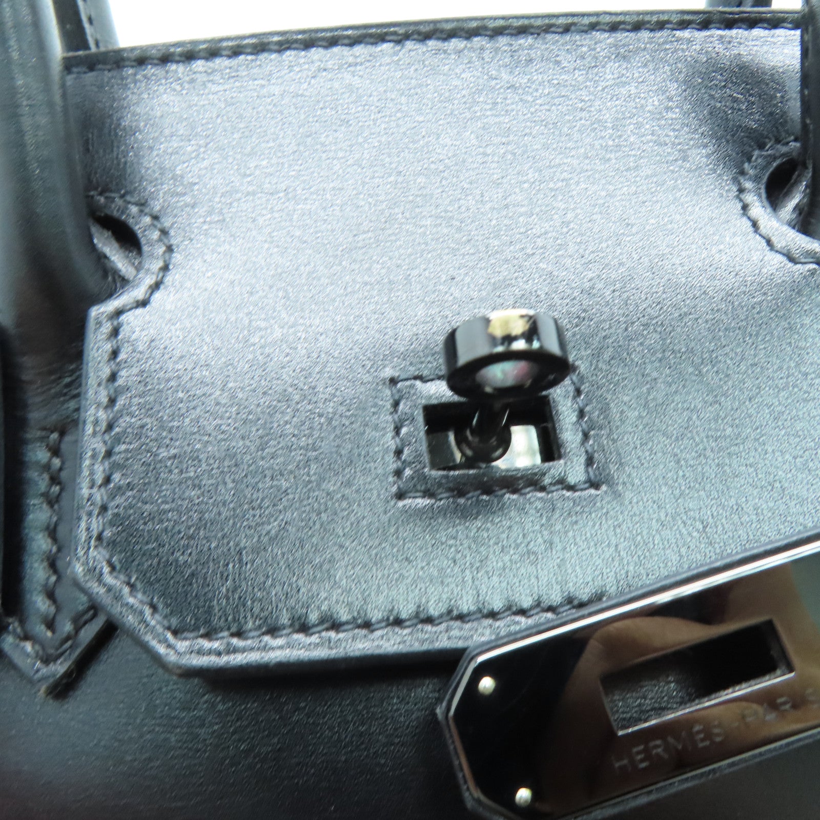 HERMES Box Calf皮革Birkin 30 So Black手挽袋黑色