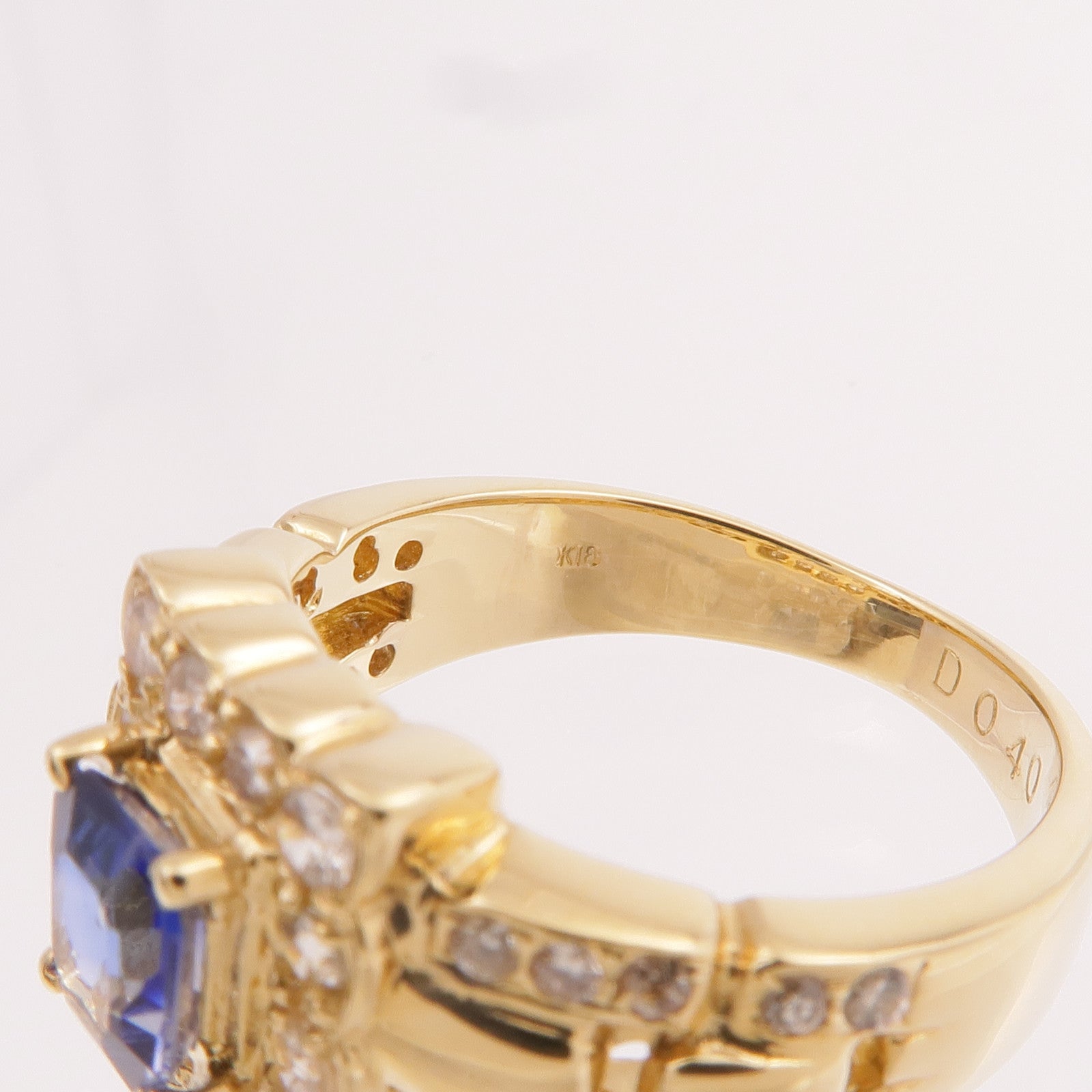 JEWELRY 【激減優惠】18K黃金Sapphire Diamond Ring藍寶石/鑽石戒指US#4.5