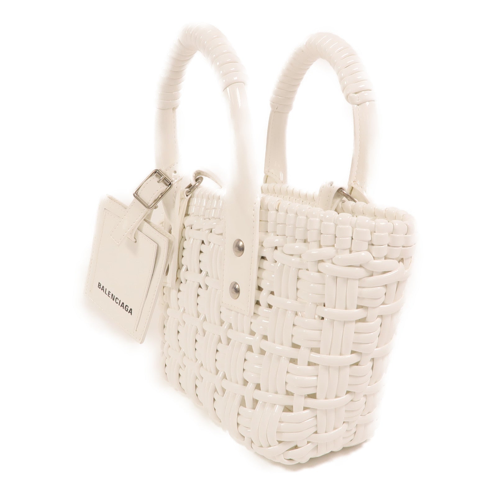 BALENCIAGA 漆皮皮革Tote Bag銀扣手挽肩背兩用袋