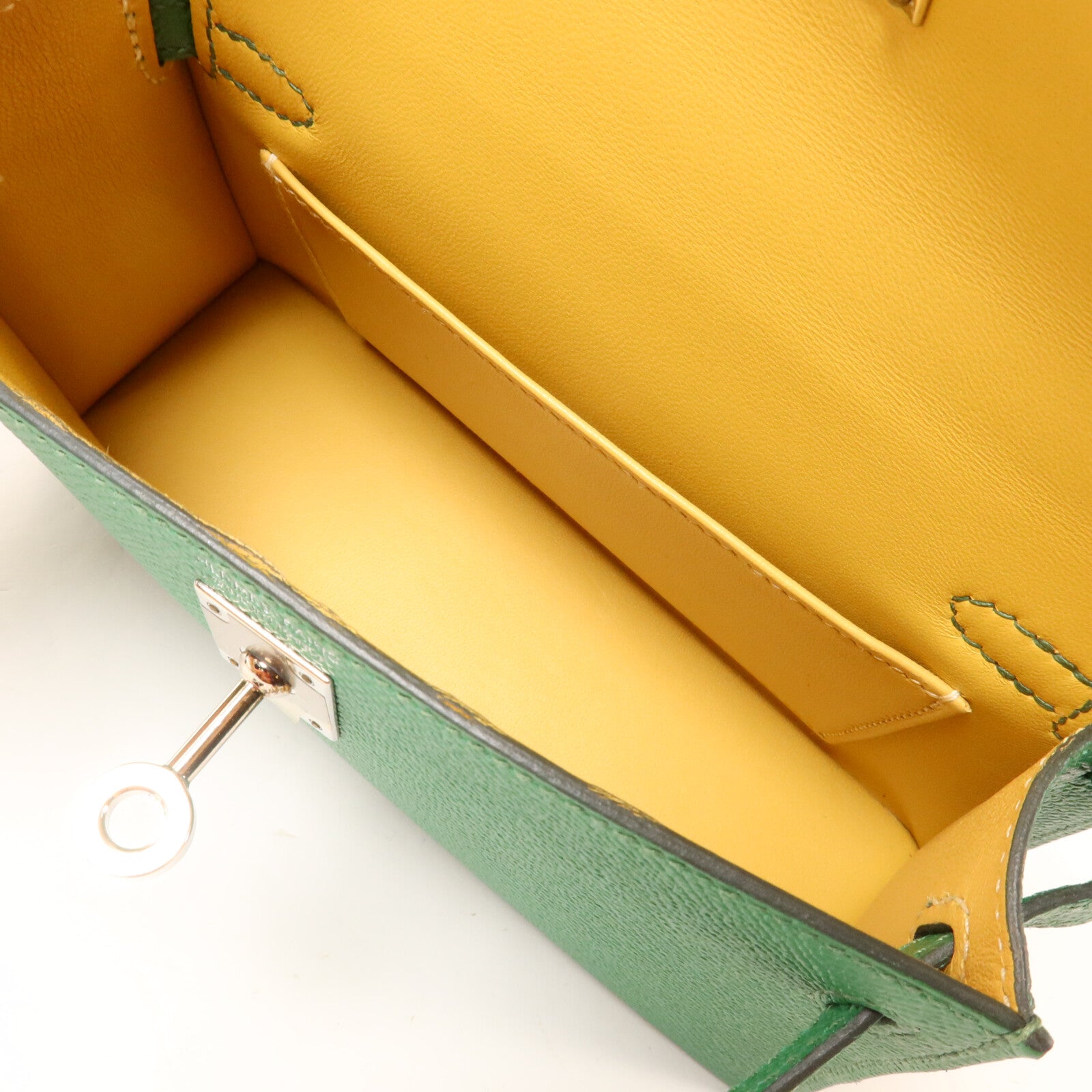 HERMES Epsom皮革Mini Kelly II手挽肩背兩用袋Cactus/PailleCactus/Paille
