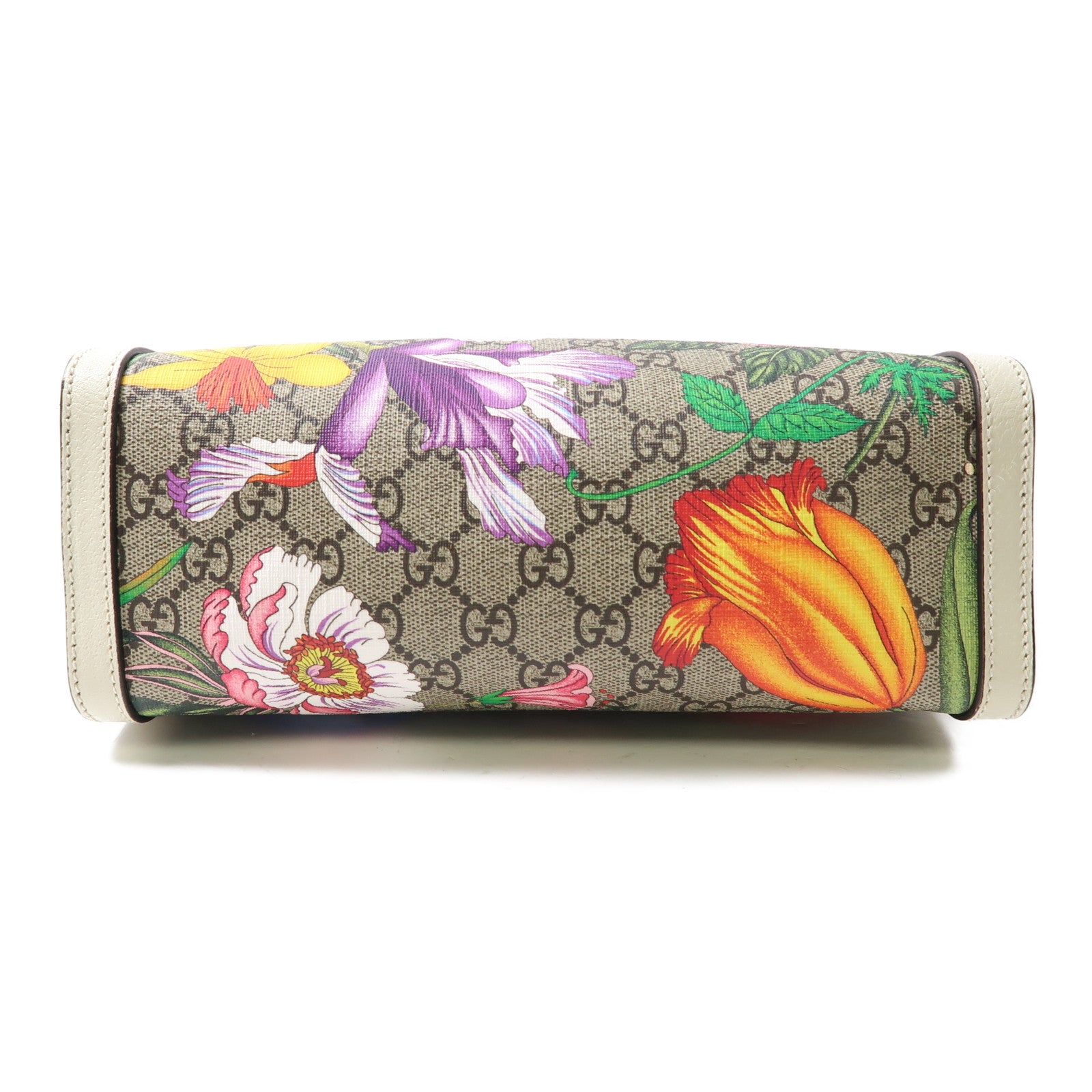 GUCCI 塗層帆布Shoulder Bag金扣肩背袋啡色/白色/彩色