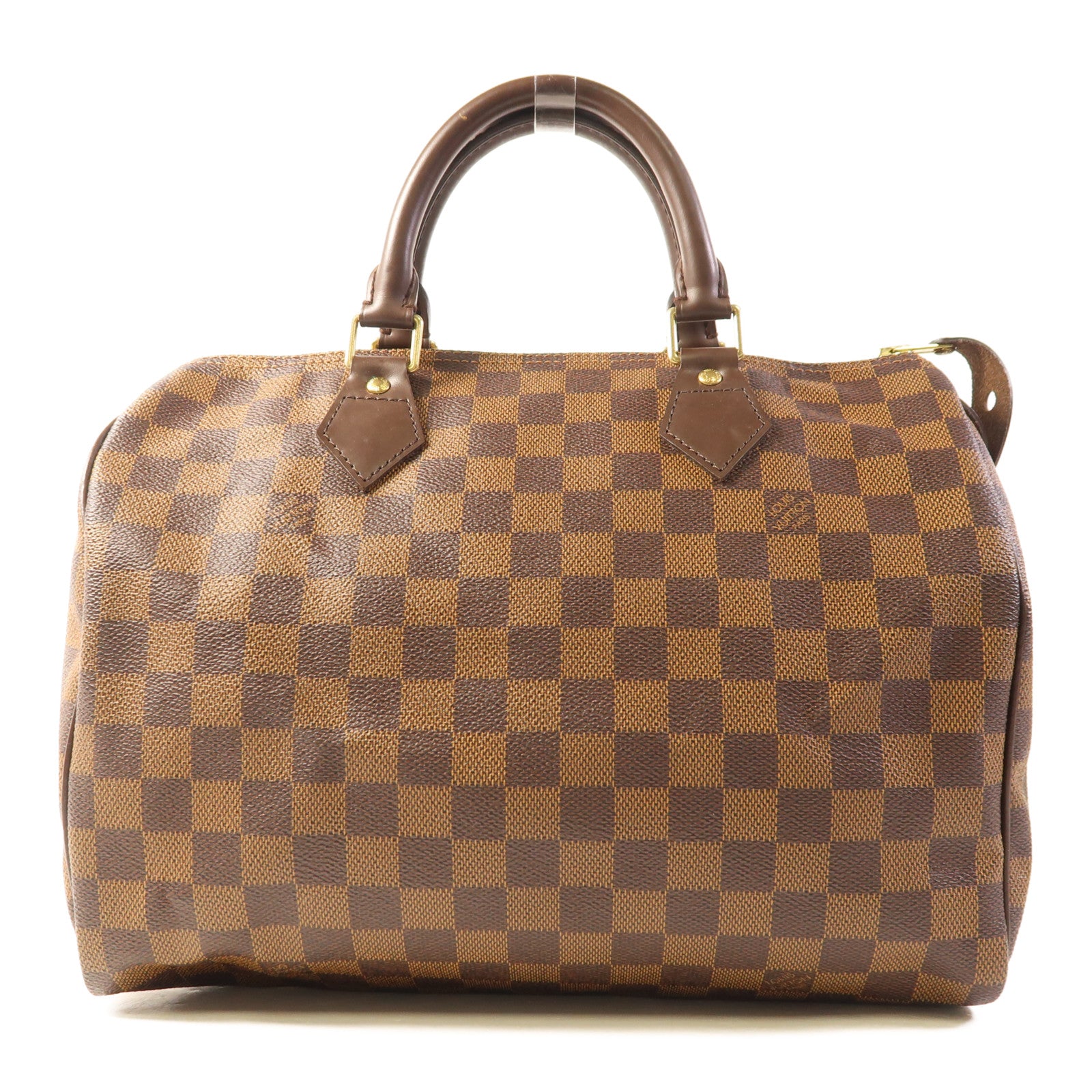 LOUIS VUITTON Damier Speedy 30金扣手挽袋