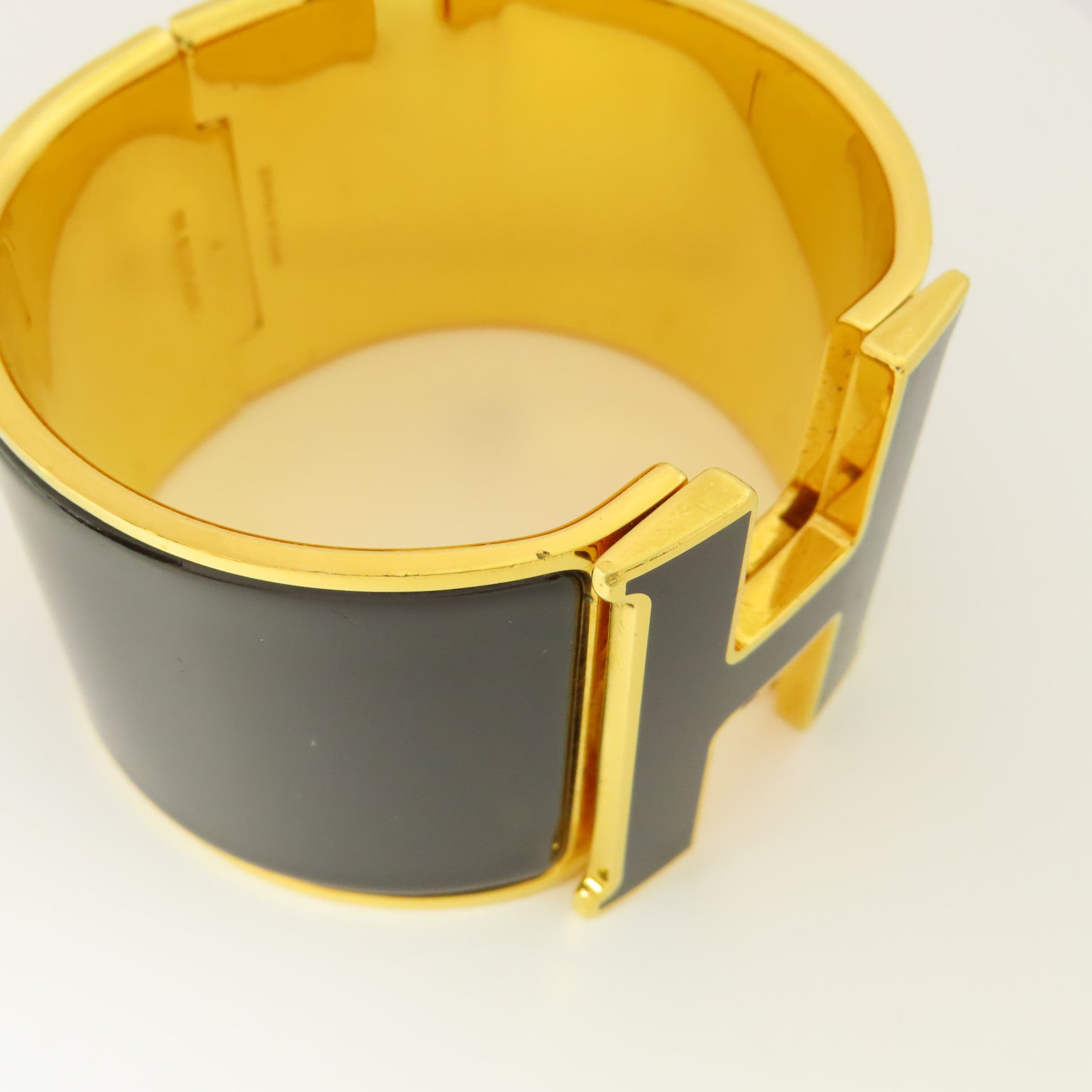 HERMES 金屬/琺瑯Clic Clac H Extra Wide手鐲Noir