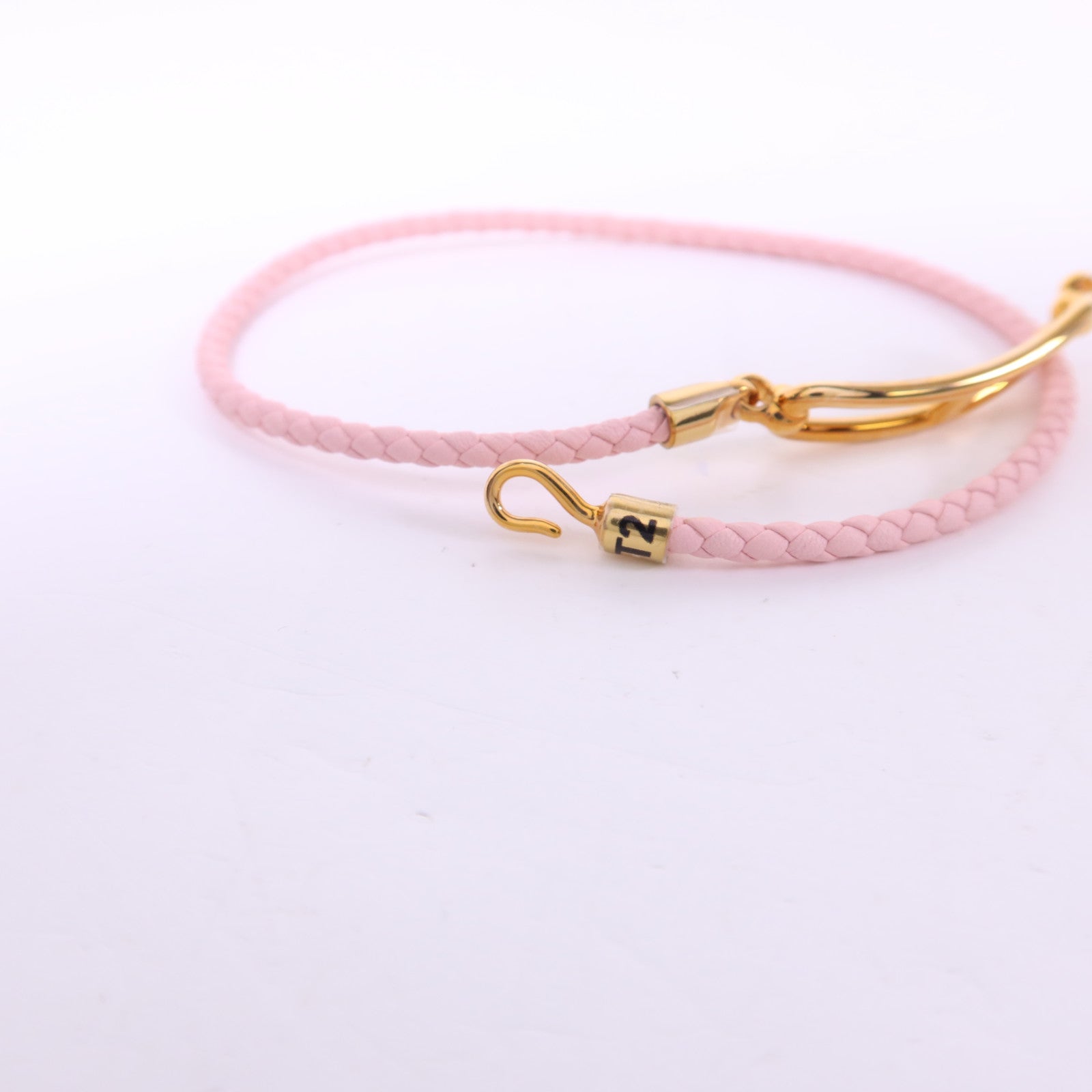 HERMES Swift皮革Roulis Double Tour Bracelet金扣手鐲Rose Sakura