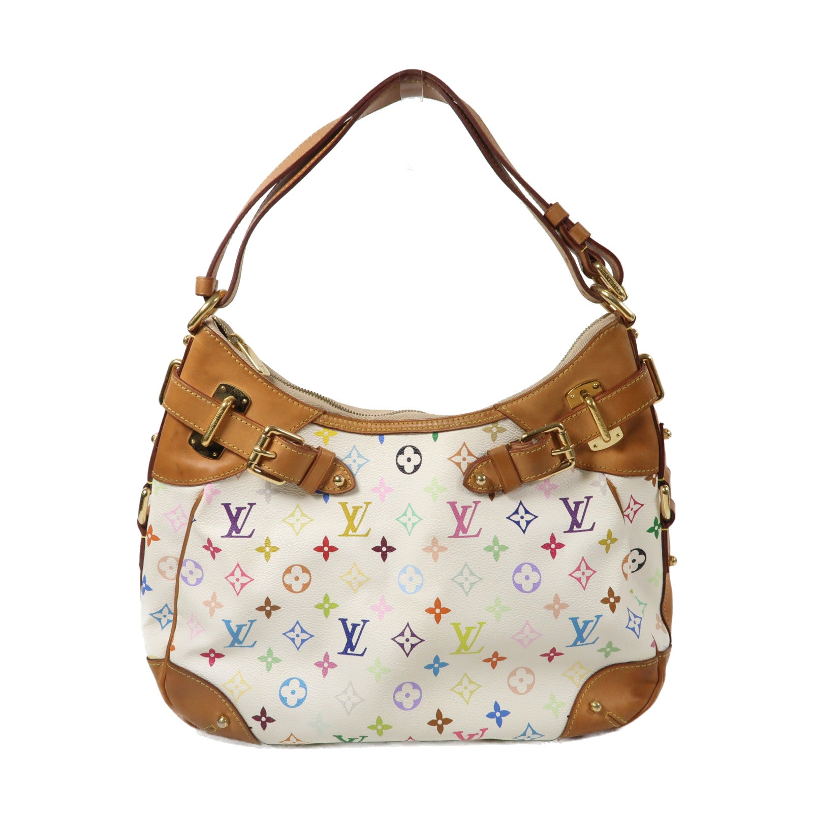 LOUIS VUITTON Monogram Multicolore Greta金扣肩背袋白色