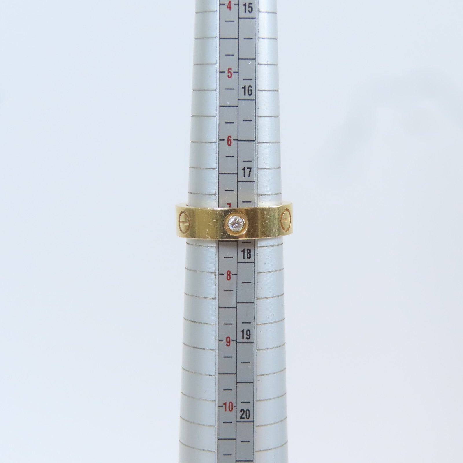 CARTIER 【激減優惠】18K黃金Love Ring 3 Diamond戒指金色US#7