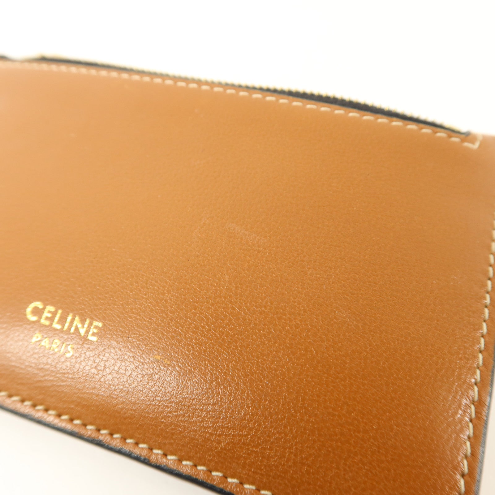 CELINE 塗層帆布/牛皮皮革Zipped Compact Card Holder卡片套