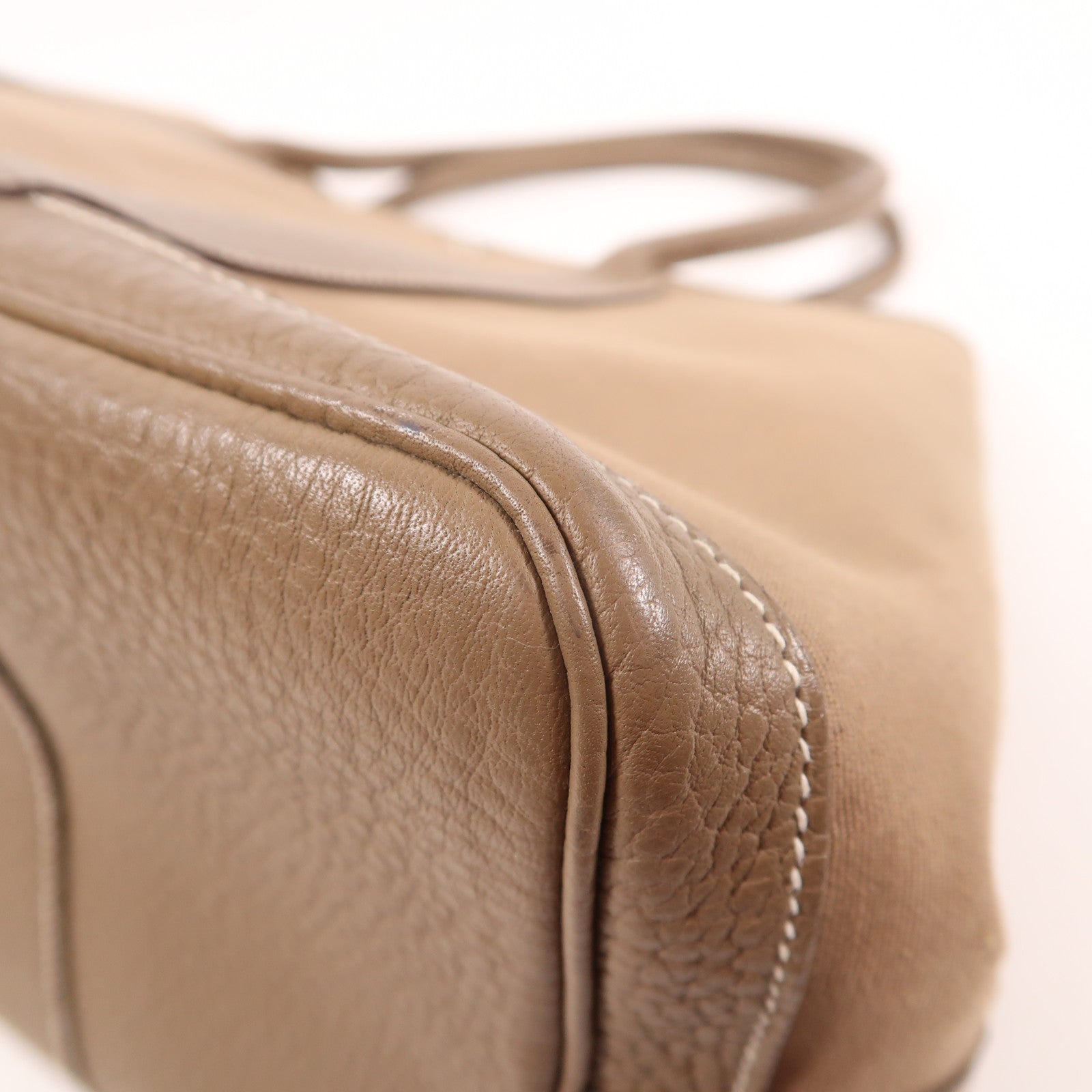 HERMES PHW Garden Party 36 PM Handbag Canvas/Leather Noir Etoupe