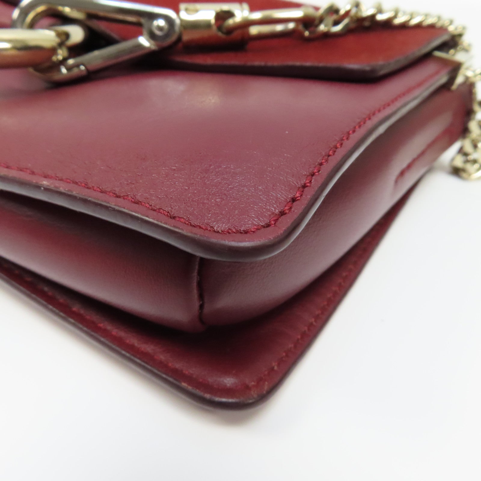Chloe 【激減優惠】麂皮皮革/牛皮皮革Faye Shoulder Bag金扣肩背袋紅色