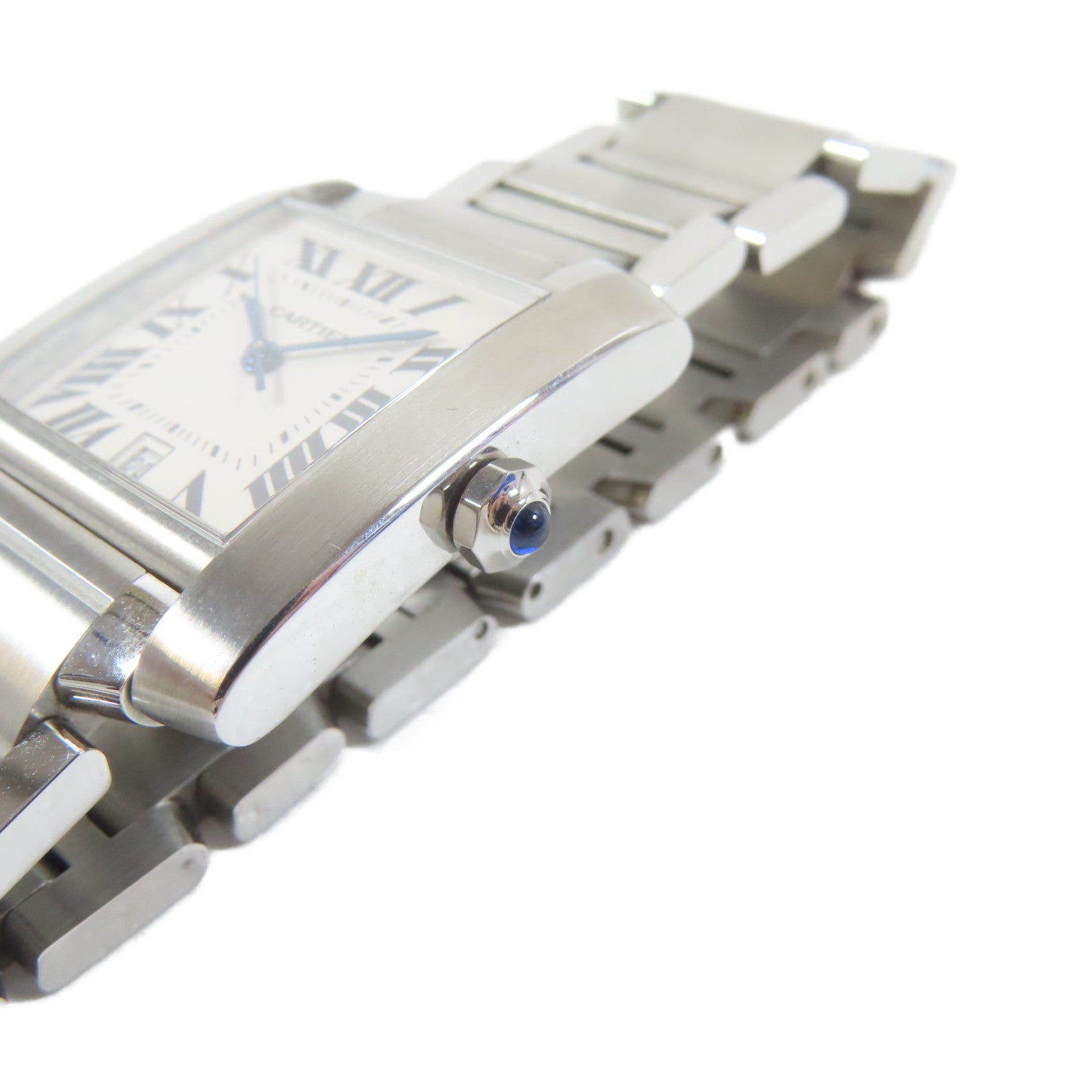 CARTIER Tank Francaise不鏽鋼手錶自動機芯白色#16.5cm