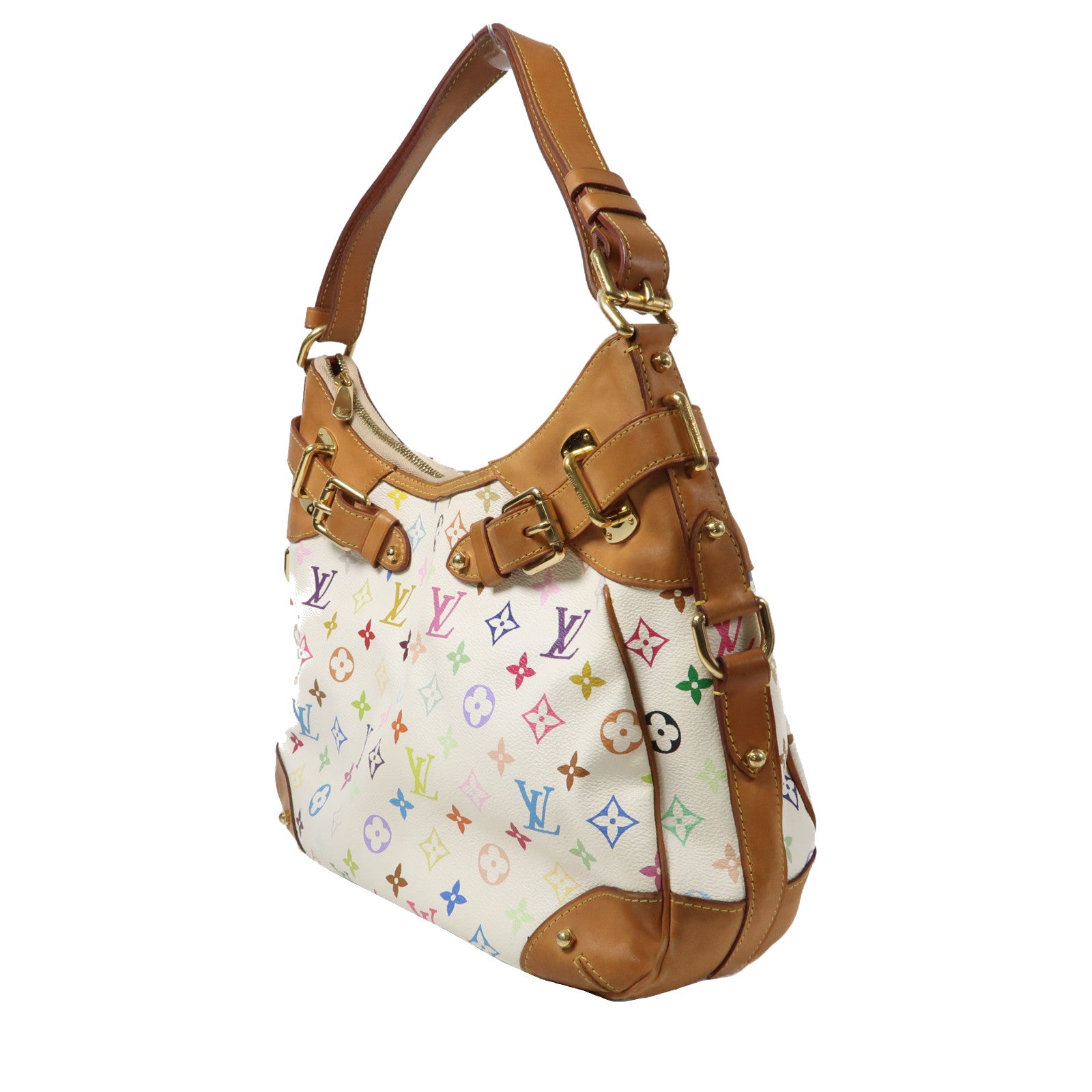 LOUIS VUITTON Monogram Multicolore Greta金扣肩背袋白色