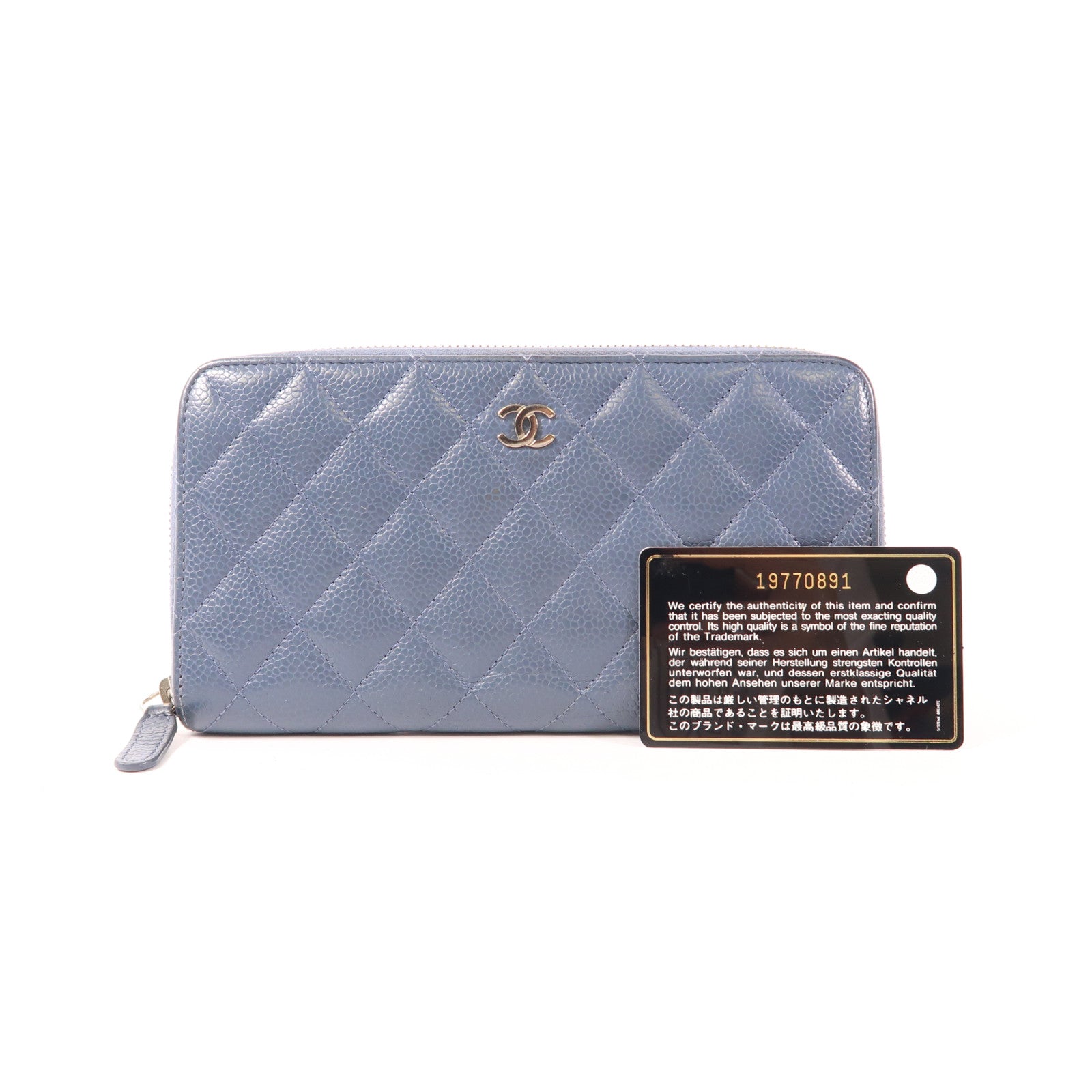 CHANEL 牛皮皮革Long Wallet銀扣長錢包