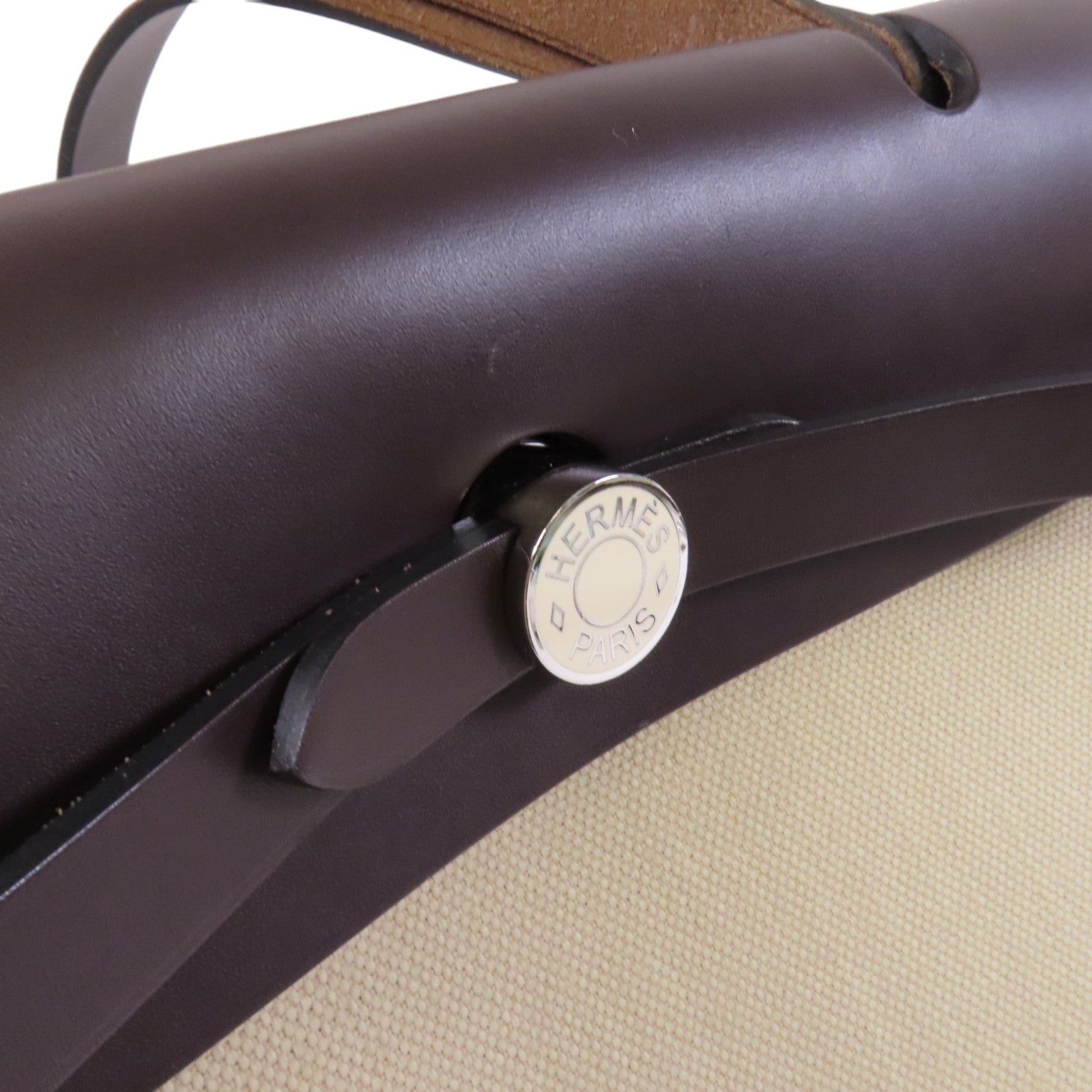 HERMES 帆布Herbag PM銀扣手挽肩背兩用袋
