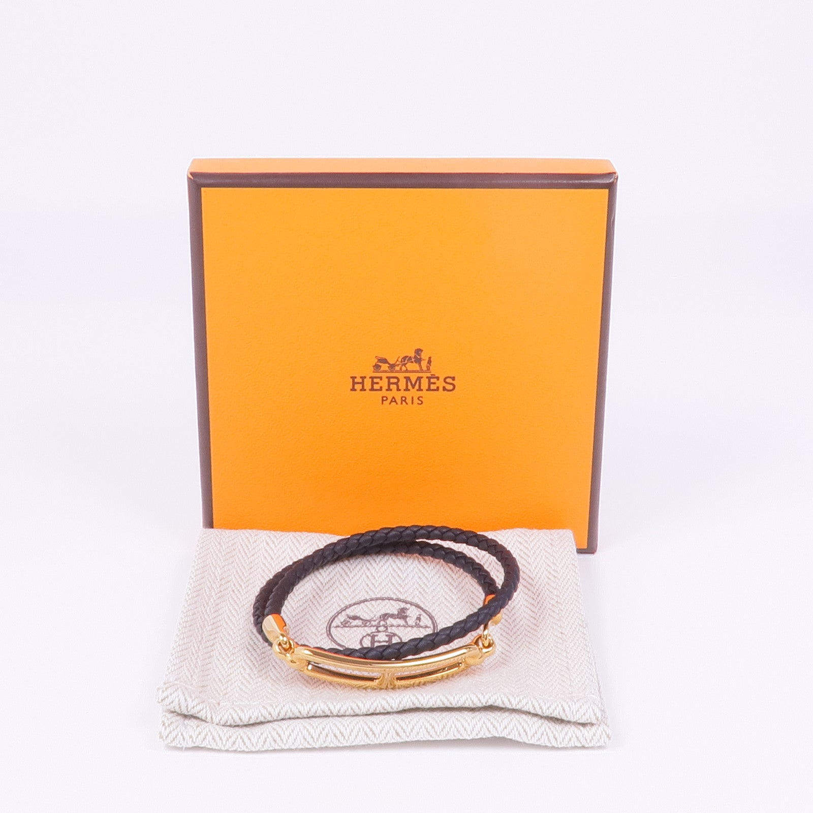 HERMES Swift皮革Roulis Double Tour金扣手帶Noir