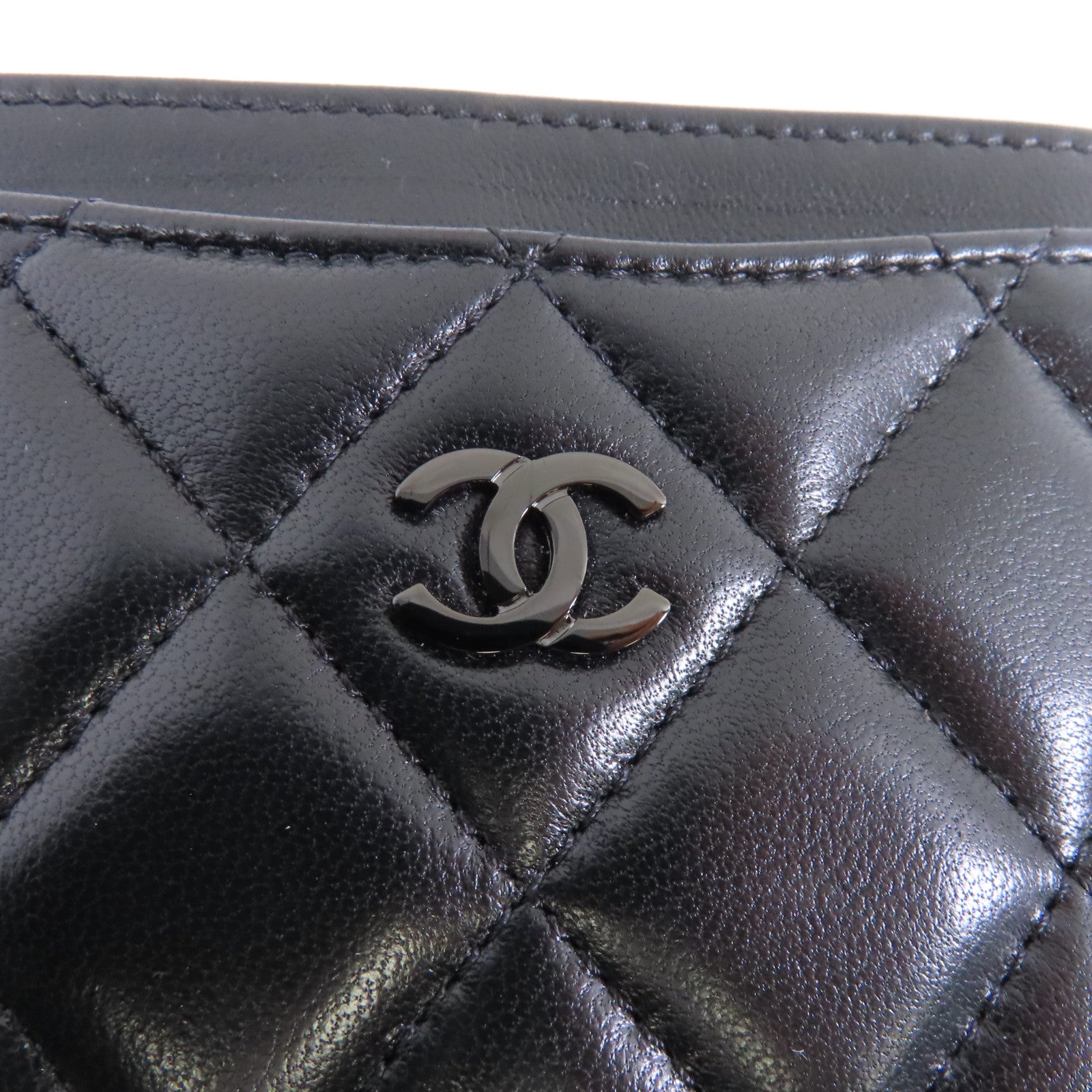 CHANEL 菱格羊皮皮革Card Case卡片套黑色
