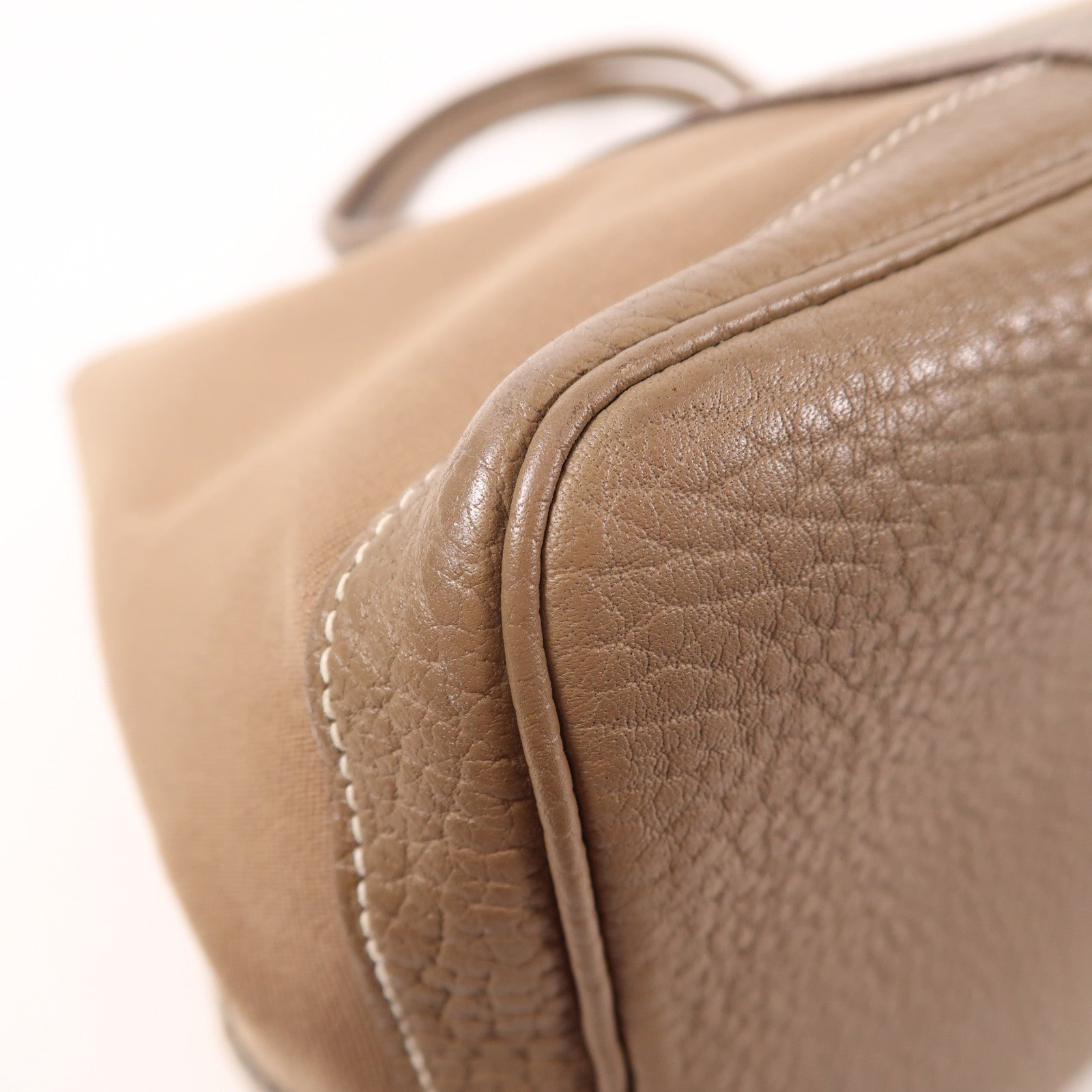 HERMES PHW Garden Party 36 PM Handbag Canvas/Leather Noir Etoupe