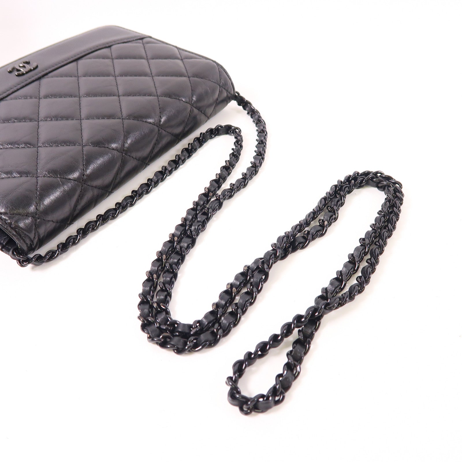 CHANEL 牛皮皮革Gabrielle WOC鏈帶肩背袋