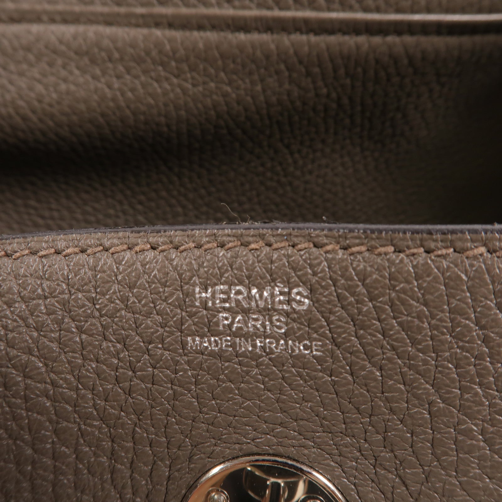 HERMES Clemence皮革Lindy 30手挽肩背兩用袋Etain