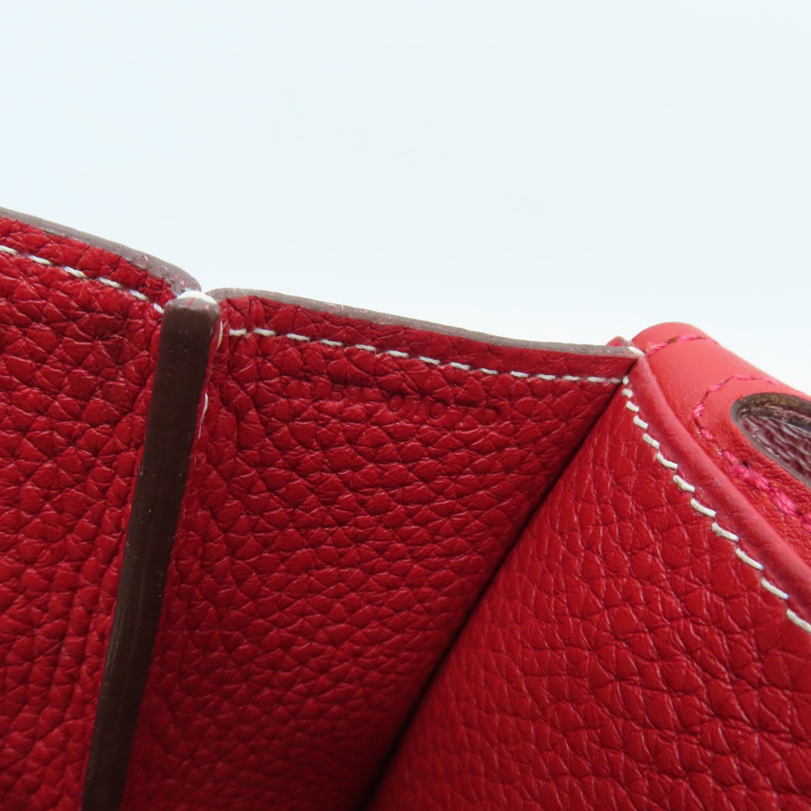HERMES Clemence皮革Halzan 31 2Way Shoulder银扣手挽肩背两用袋Rouge Casaque红色