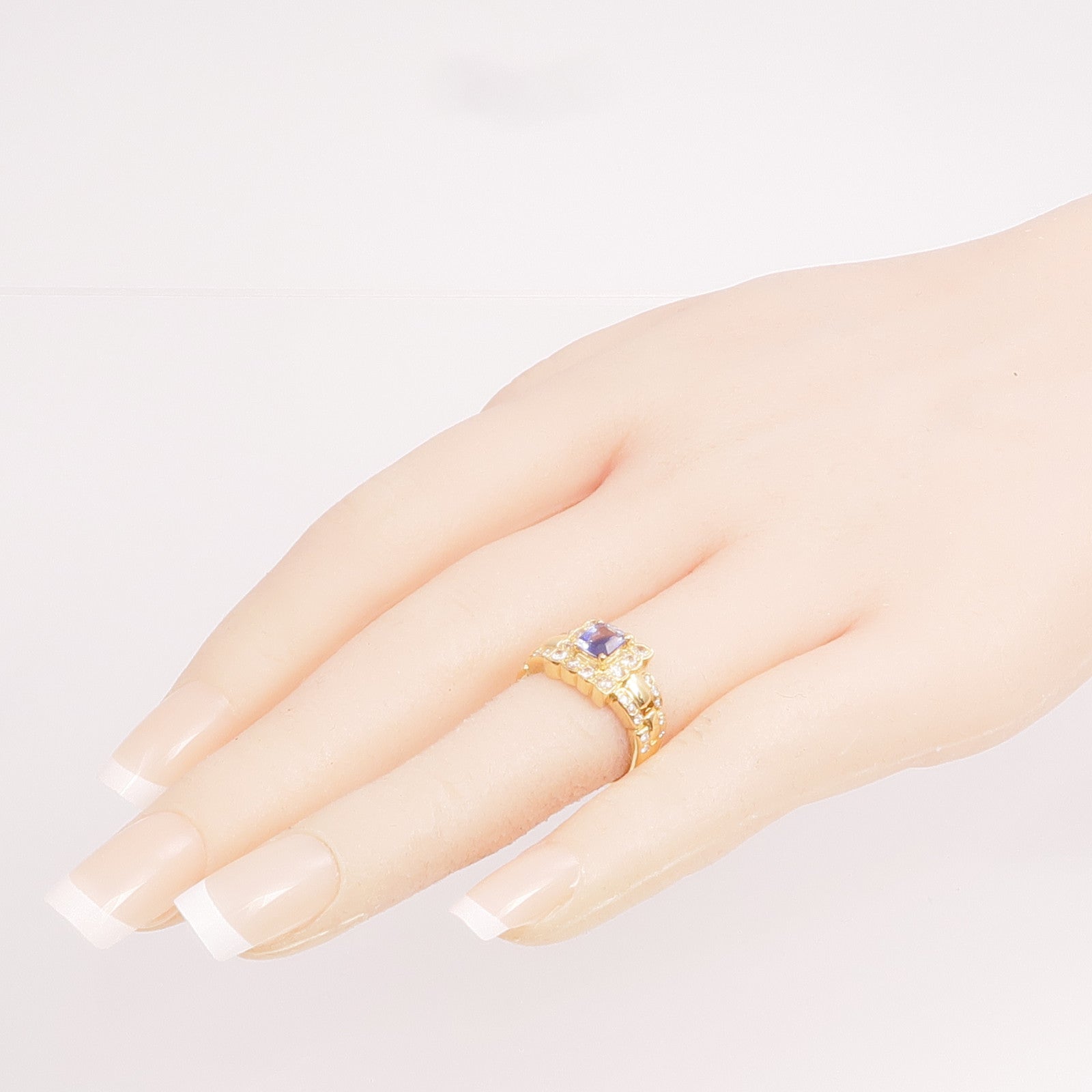 JEWELRY 【激減優惠】18K黃金Sapphire Diamond Ring藍寶石/鑽石戒指US#4.5