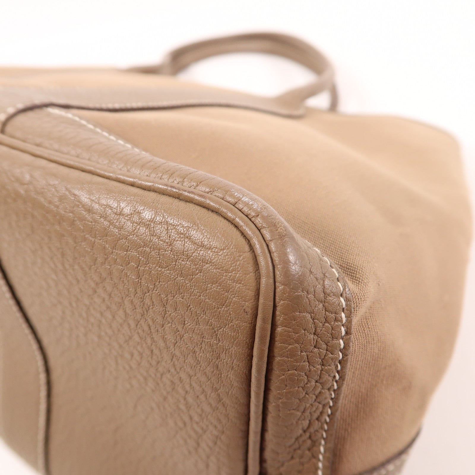 HERMES PHW Garden Party 36 PM Handbag Canvas/Leather Noir Etoupe