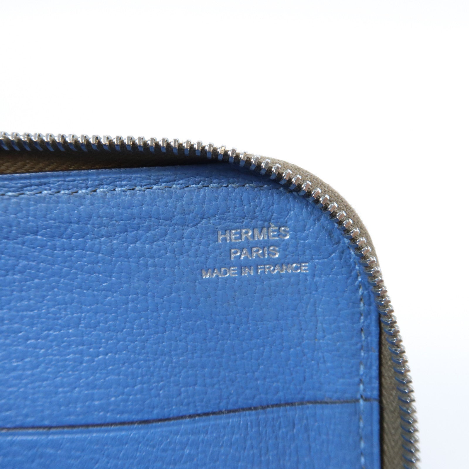HERMES 【激減優惠】Epsom皮革Pouch Long Wallet銀扣長錢包啡色/藍色