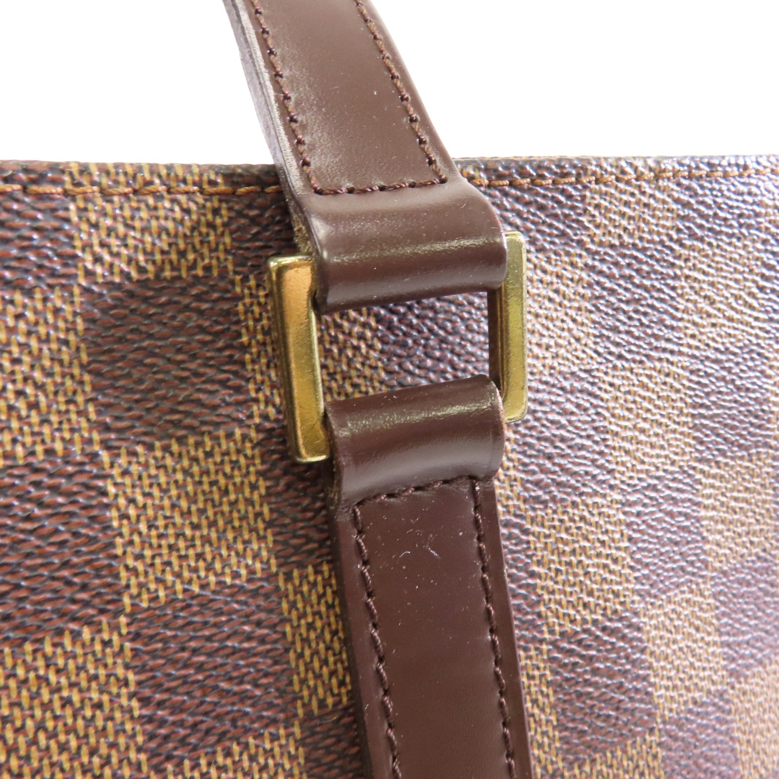 LOUIS VUITTON Damier Vavin GM金扣手挽袋棕色