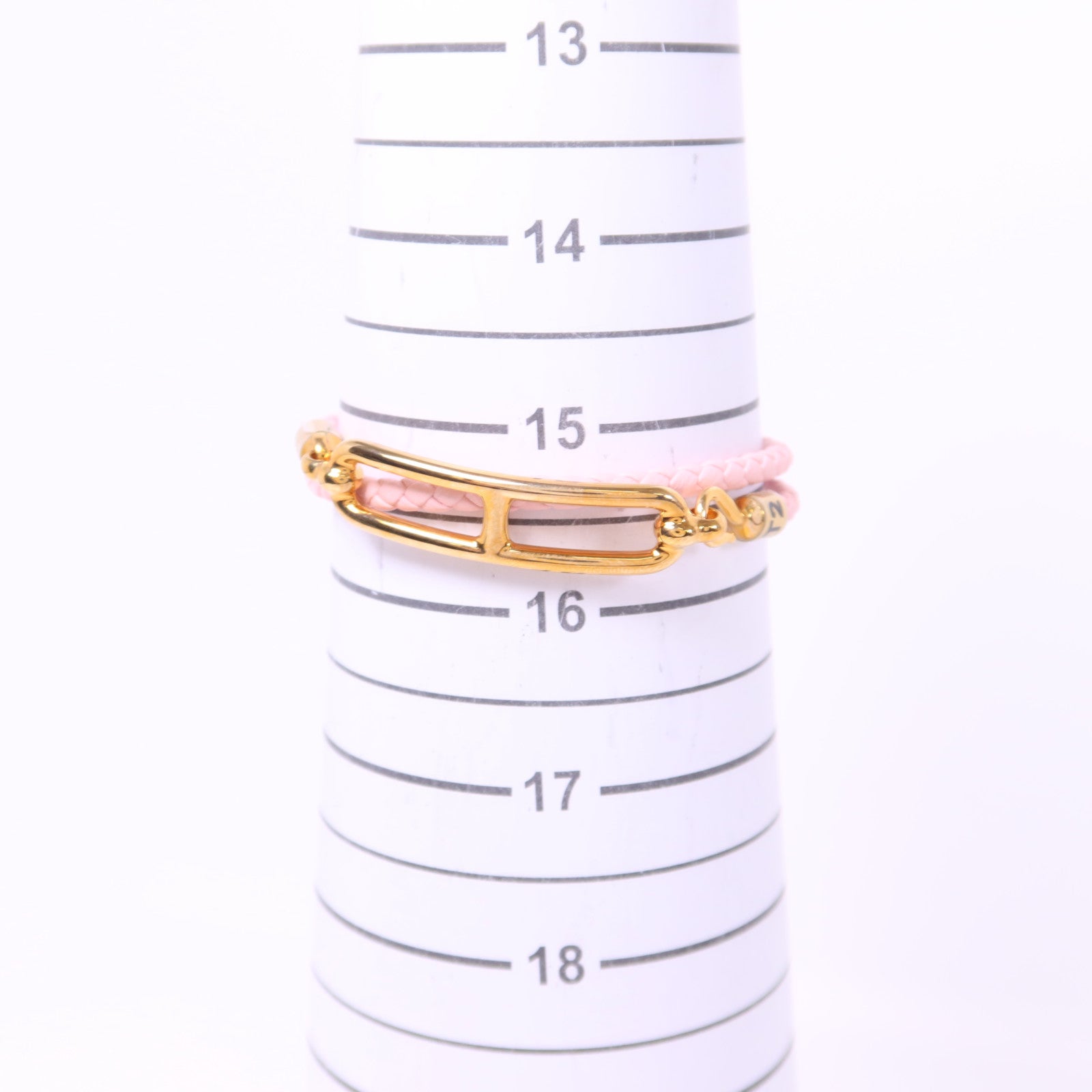 HERMES Swift皮革Roulis Double Tour Bracelet金扣手鐲Rose Sakura