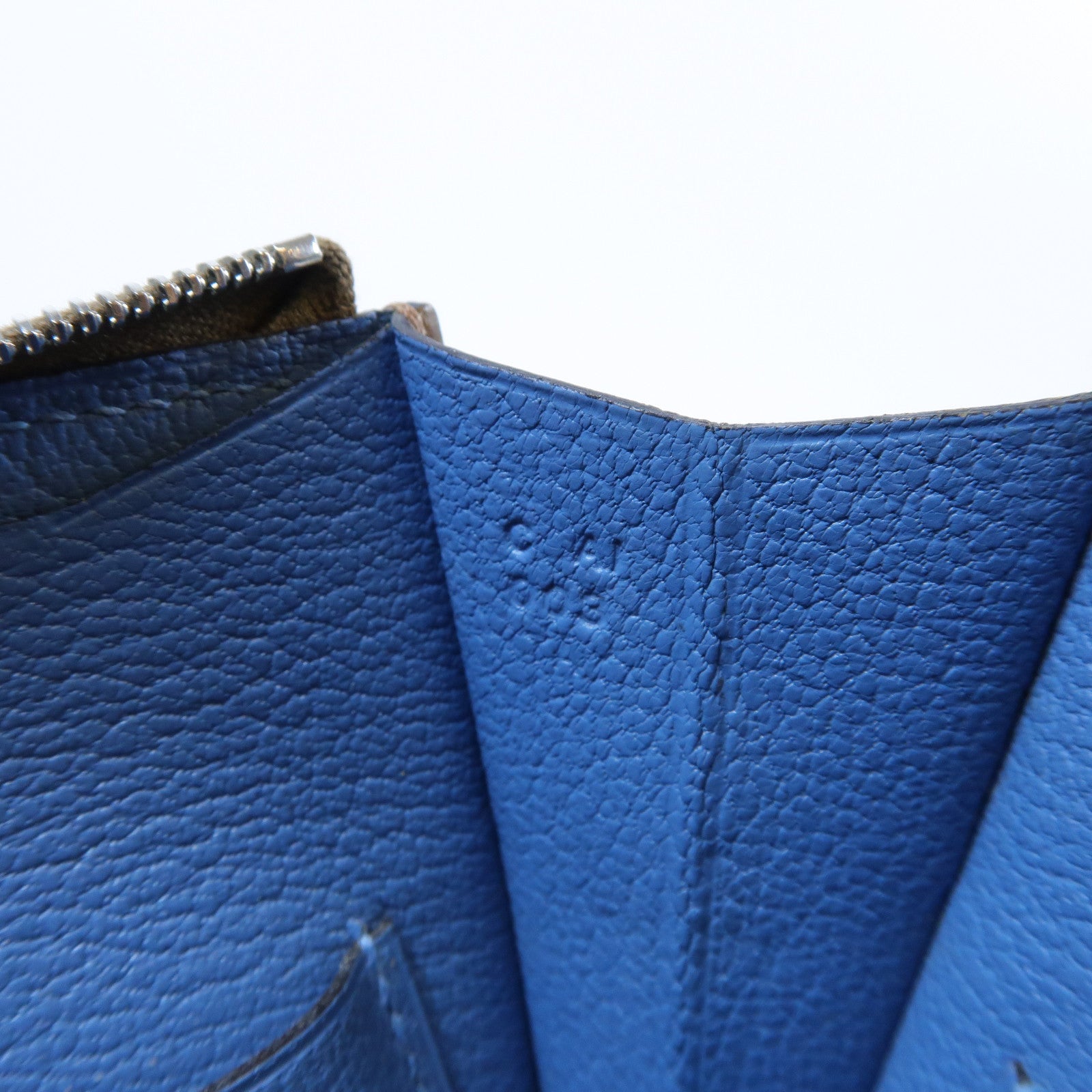 HERMES 【激減優惠】Epsom皮革Pouch Long Wallet銀扣長錢包啡色/藍色