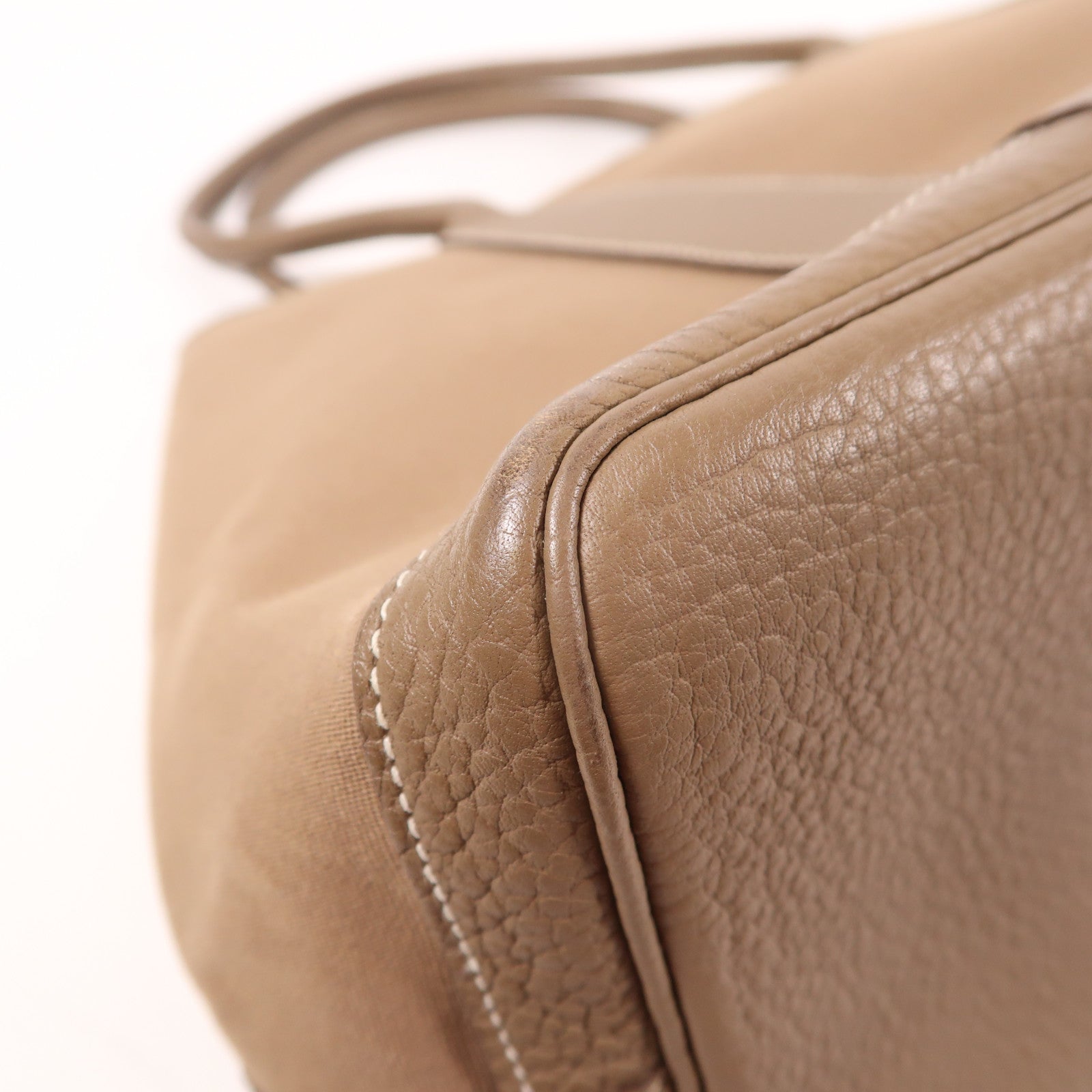 HERMES PHW Garden Party 36 PM Handbag Canvas/Leather Noir Etoupe