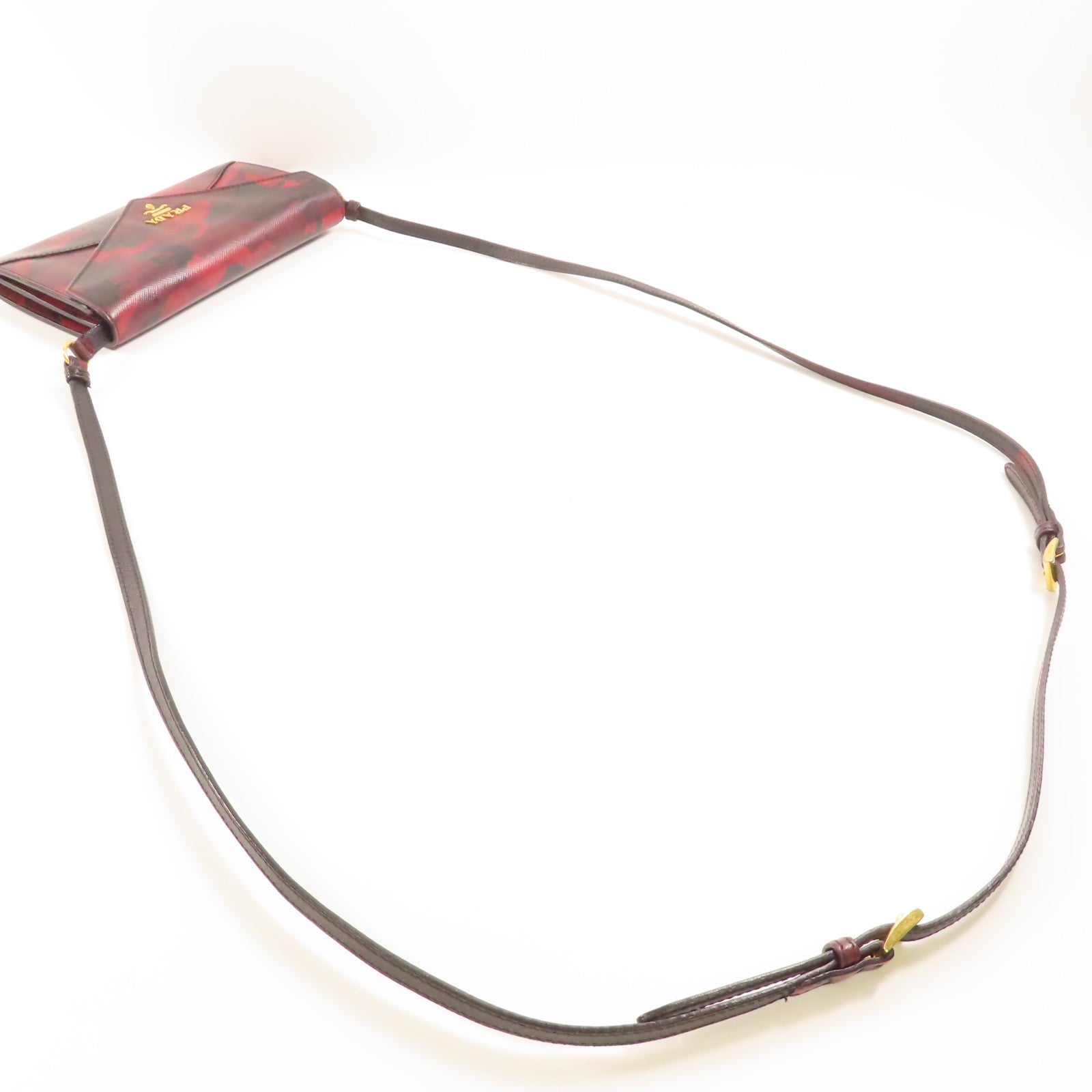 PRADA Saffiano皮革Shoulder Bag金扣肩背袋紅色/黑色