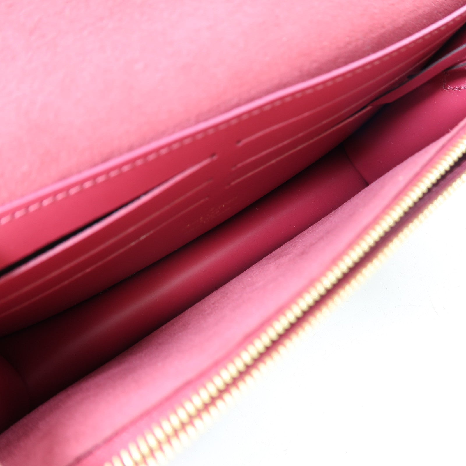 LOUIS VUITTON Monogram Portefeuille Flore金扣鏈帶肩背袋棕色/紅色