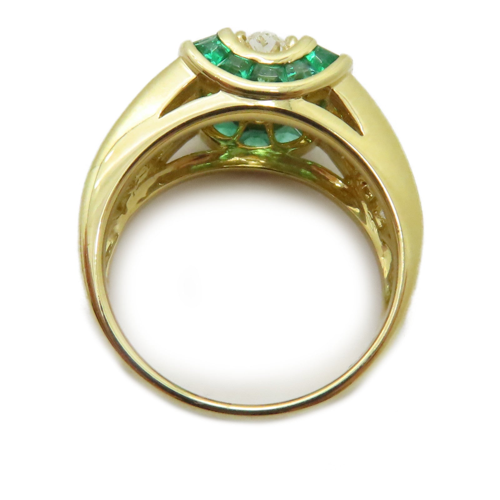 JEWELRY 【激減優惠】18K黃金Emerald Diamond Ring 0.52ct綠寶石/0.36ct 0.91ct鑽石戒指US#4.5