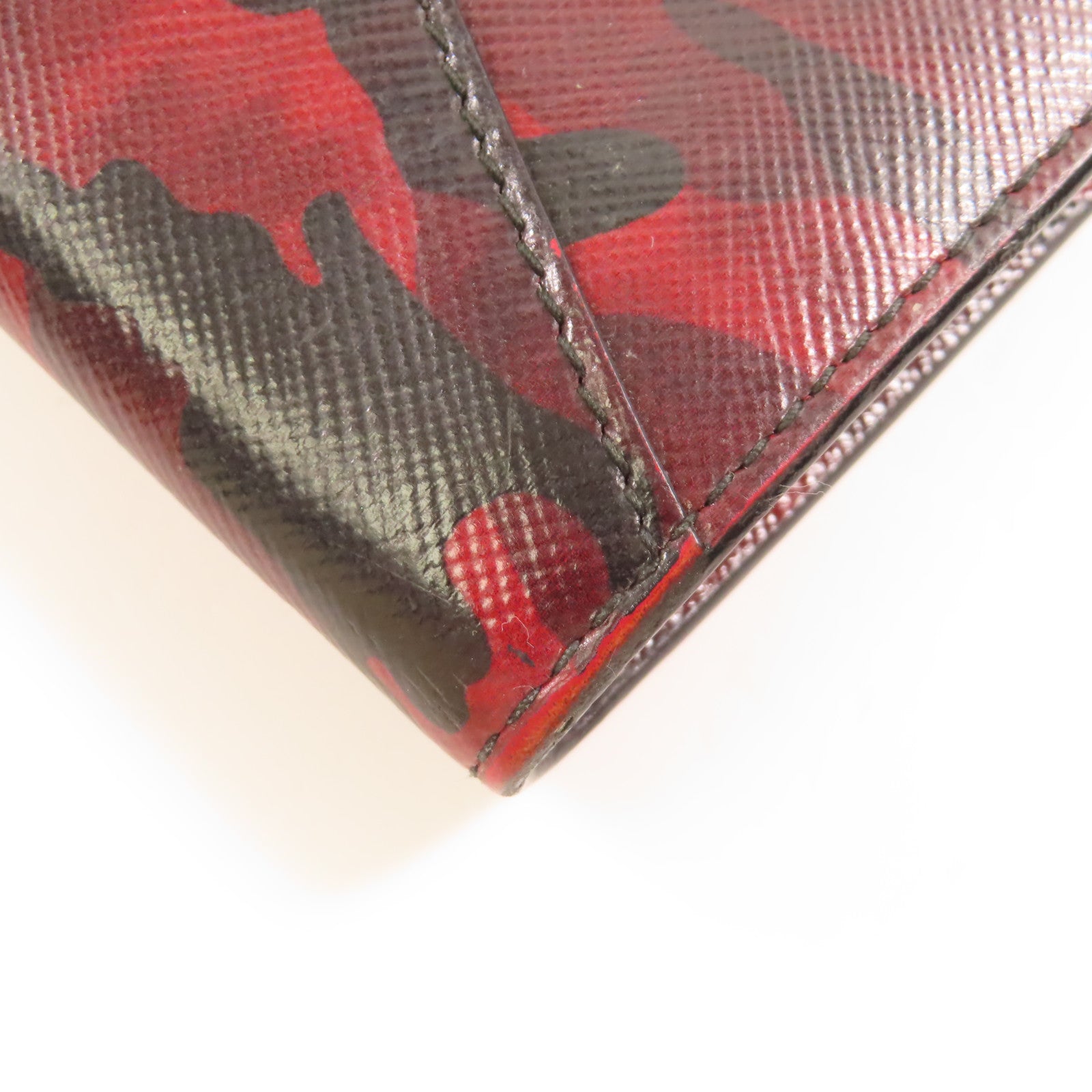 PRADA Saffiano皮革Shoulder Bag金扣肩背袋紅色/黑色