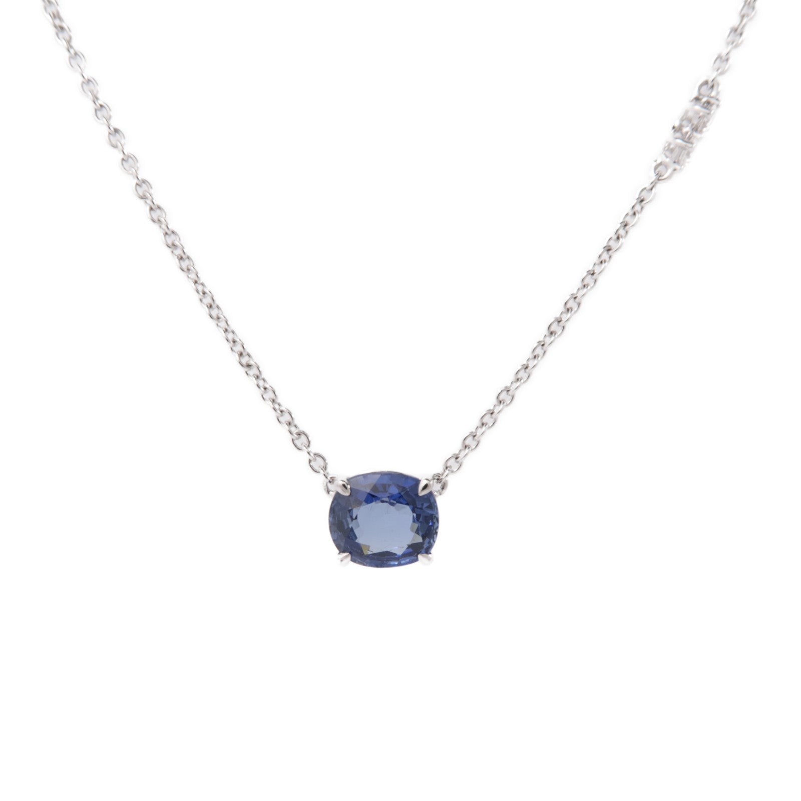 JEWELRY Diamond Sapphire Necklace Accessories 18K White Gold