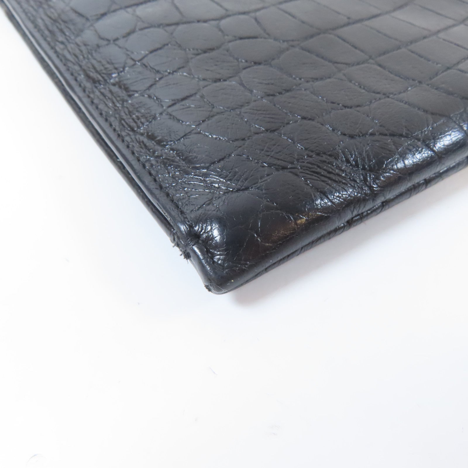 YVES SAINT LAURENT 皮革Clutch Bag銀扣手拿包黑色