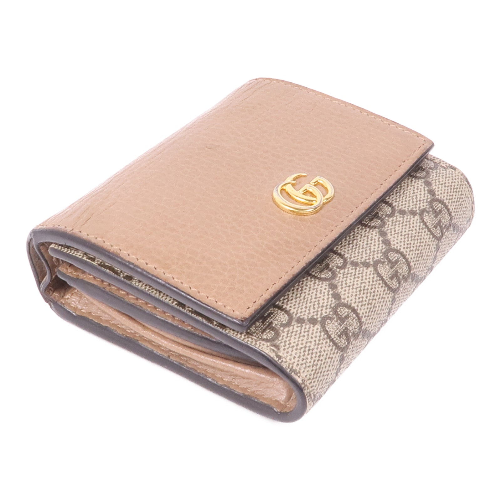 GUCCI GG GHW Wallet 598587 17WAG Leather Coated Canvas Brown